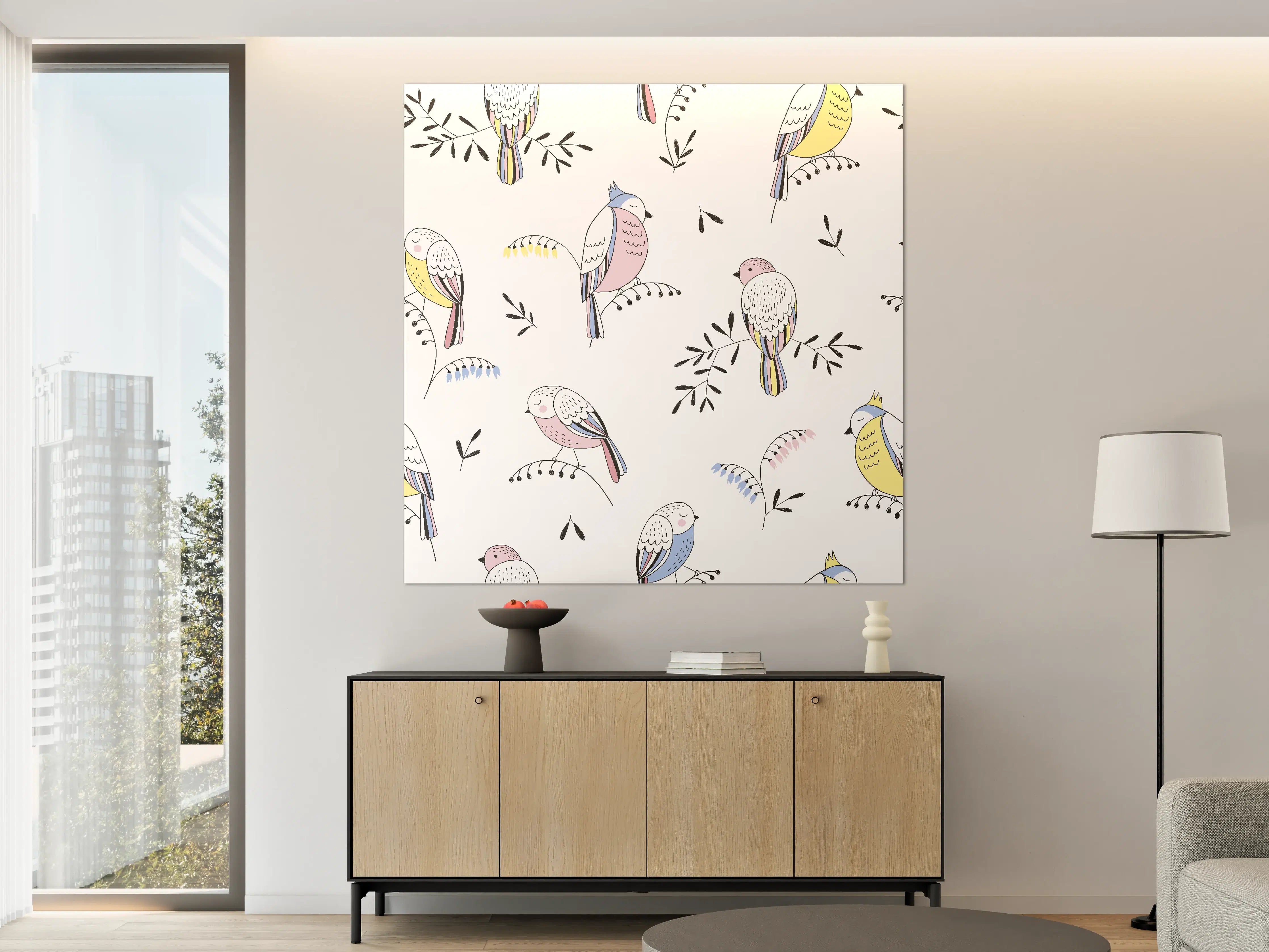 Große Wandbilder - Bunte Vogel-Muster Illustration