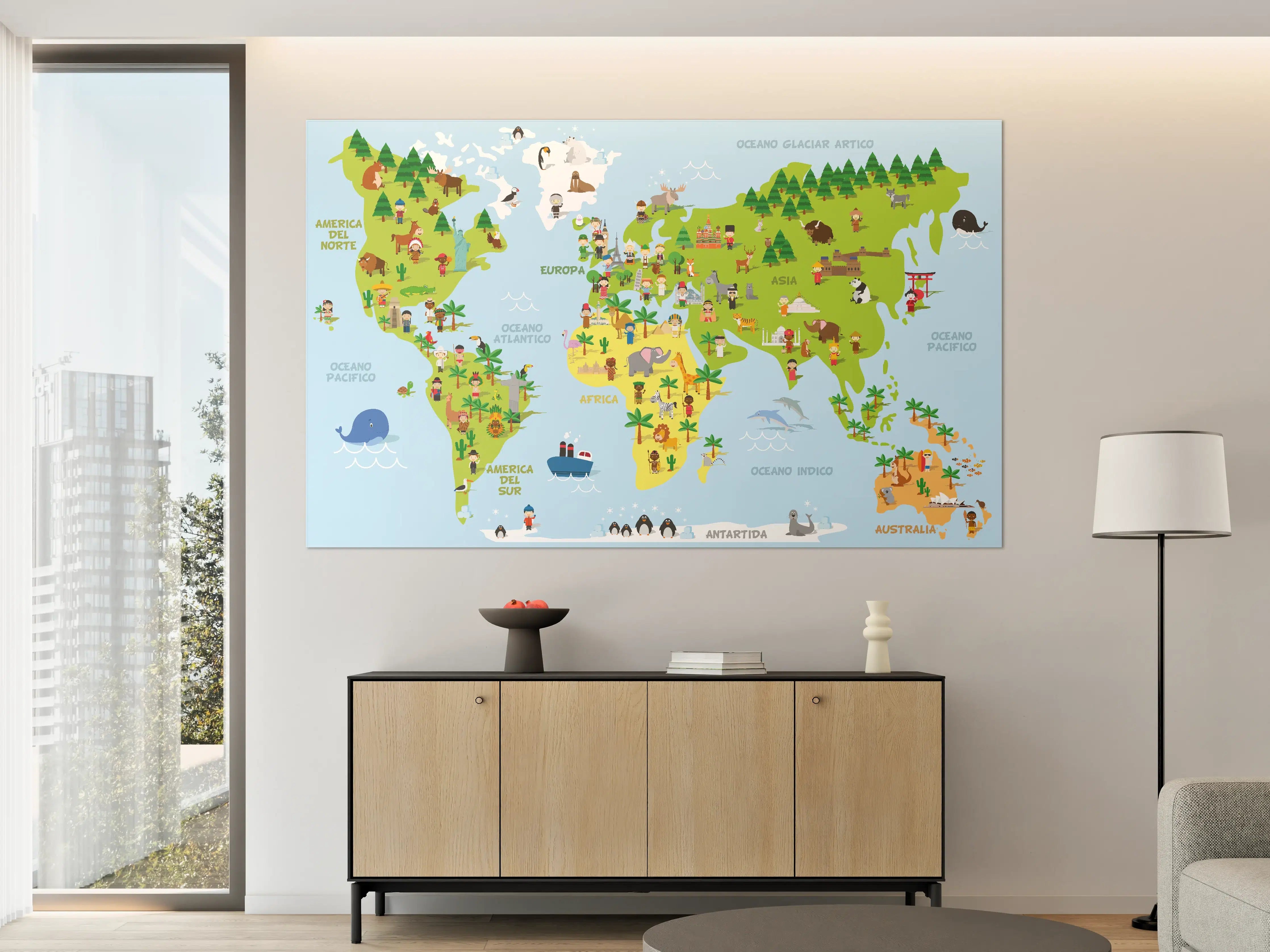 Große Wandbilder - Bunte Weltkarte Illustration