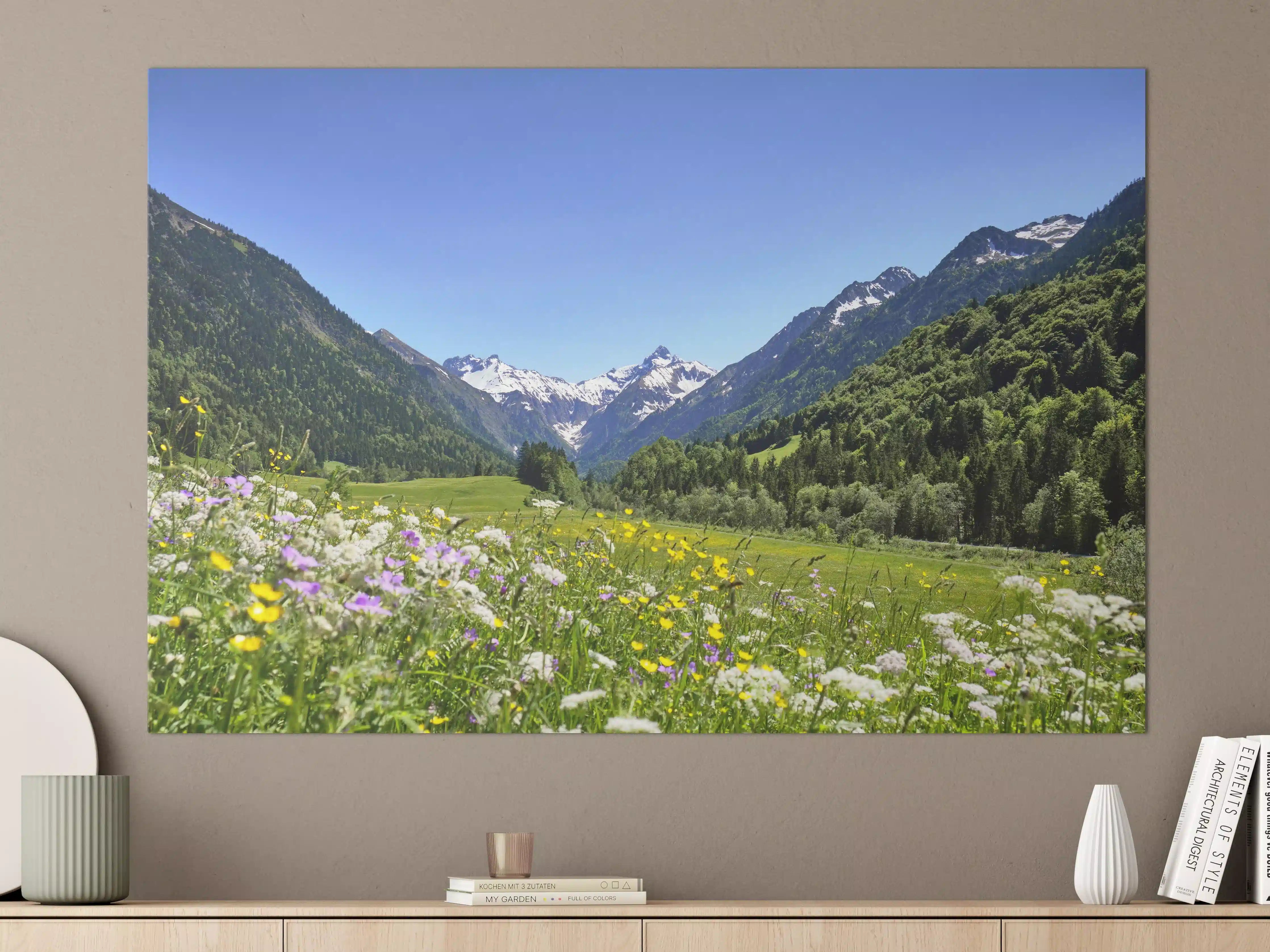 Große Wandbilder - Bunte Wiese in den Alpen