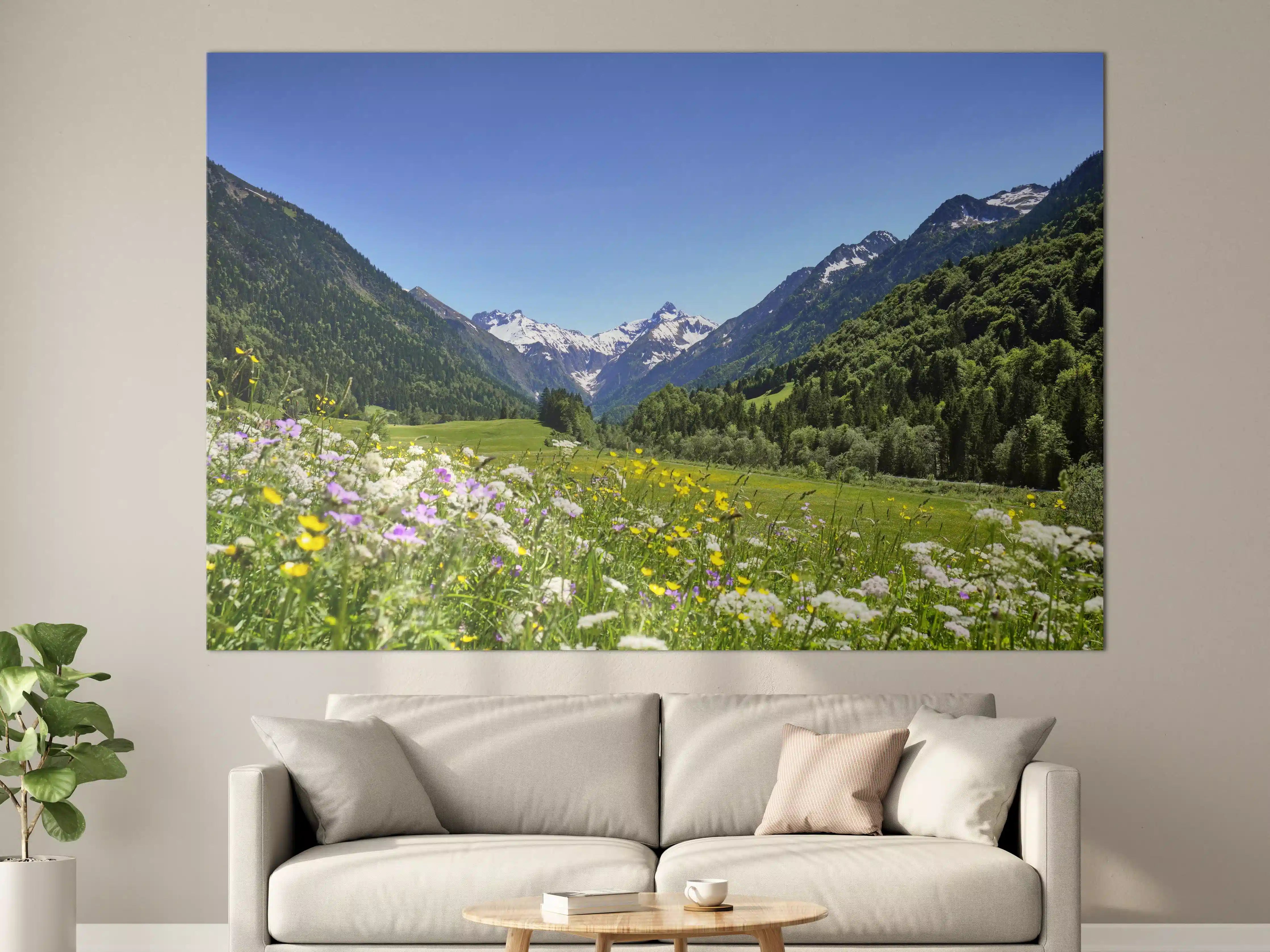 Große Wandbilder - Bunte Wiese in den Alpen