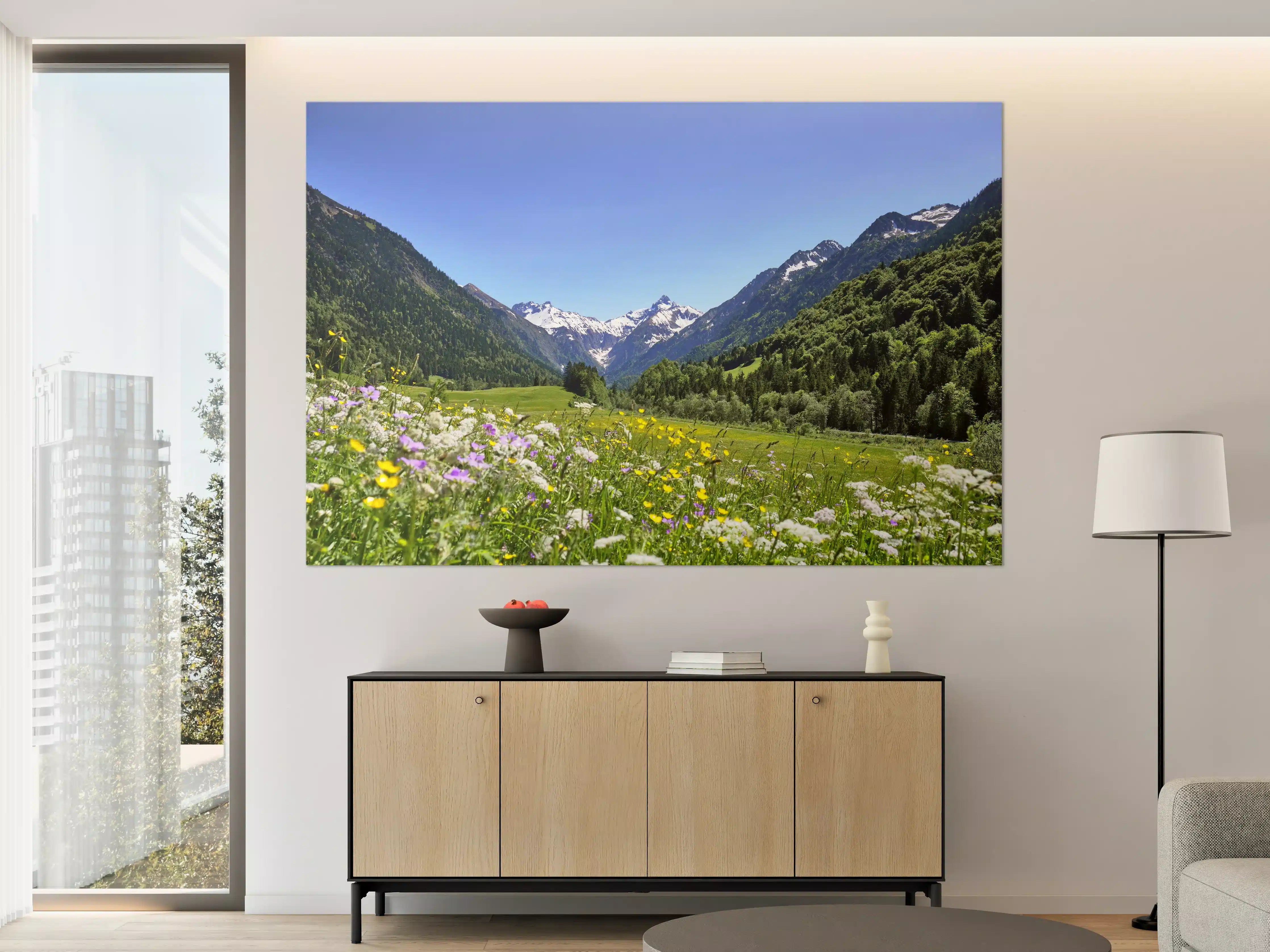 Große Wandbilder - Bunte Wiese in den Alpen