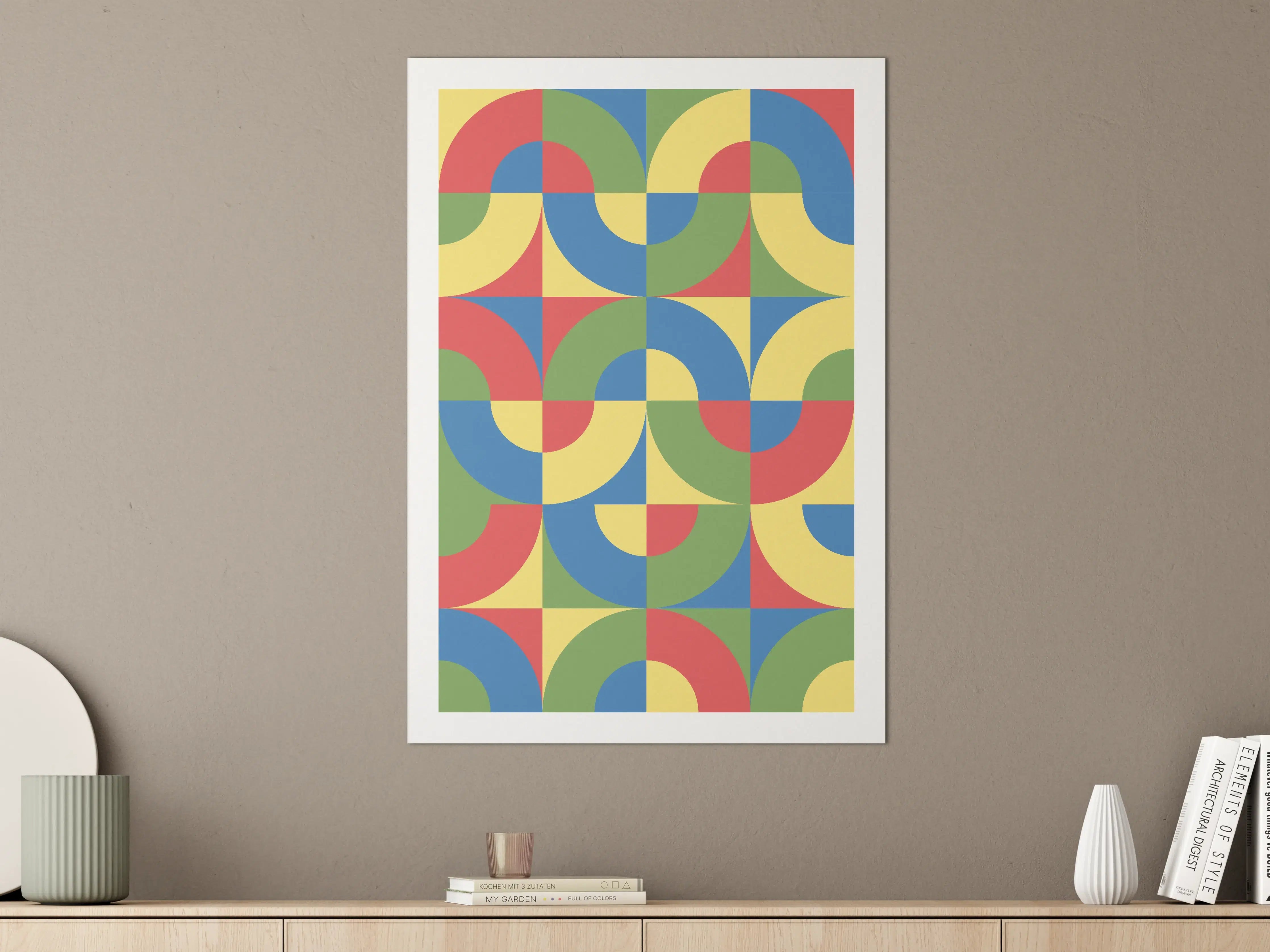 Große Wandbilder - Bunte geometrische Muster in Primärfarben