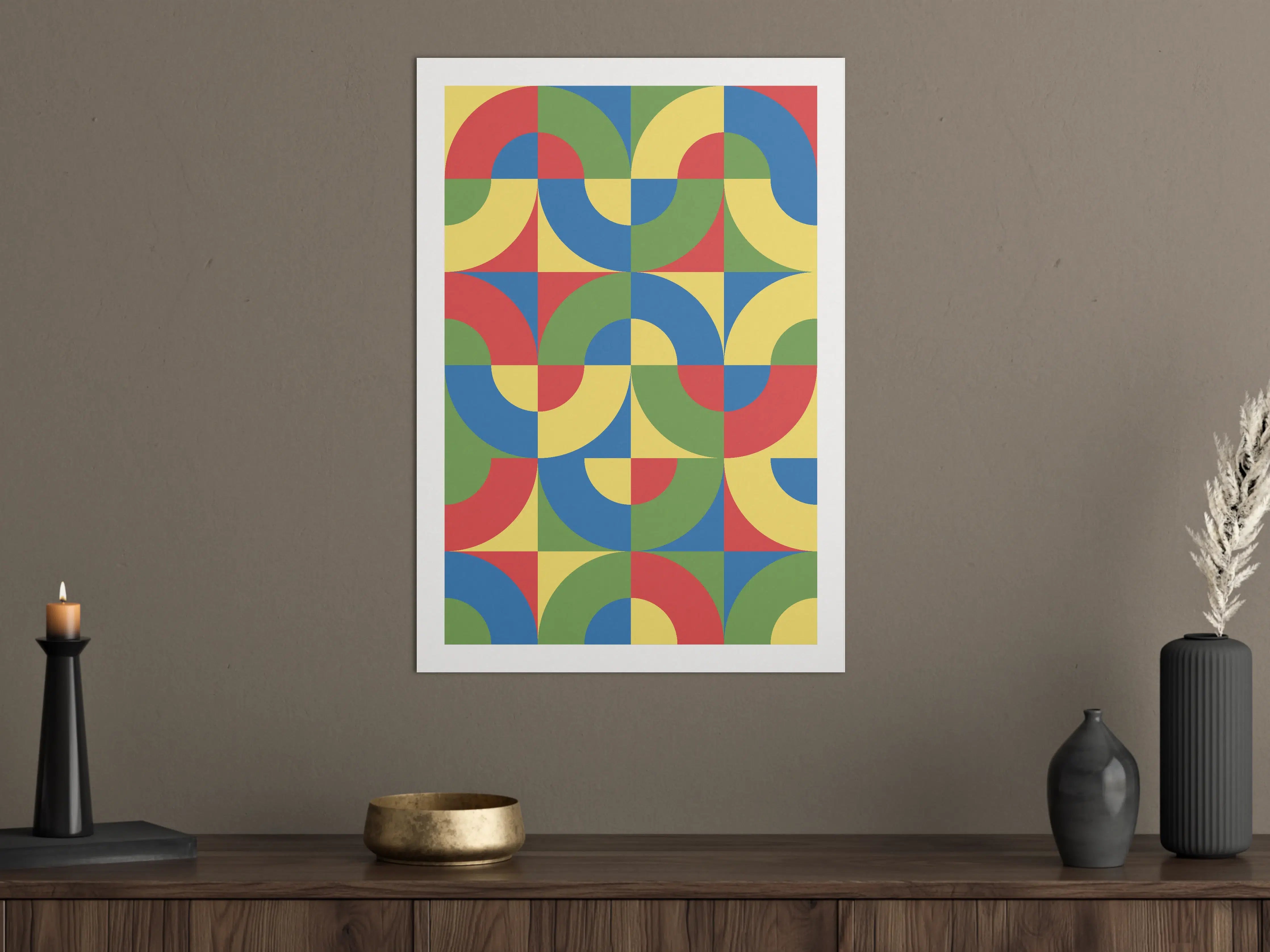 Große Wandbilder - Bunte geometrische Muster in Primärfarben