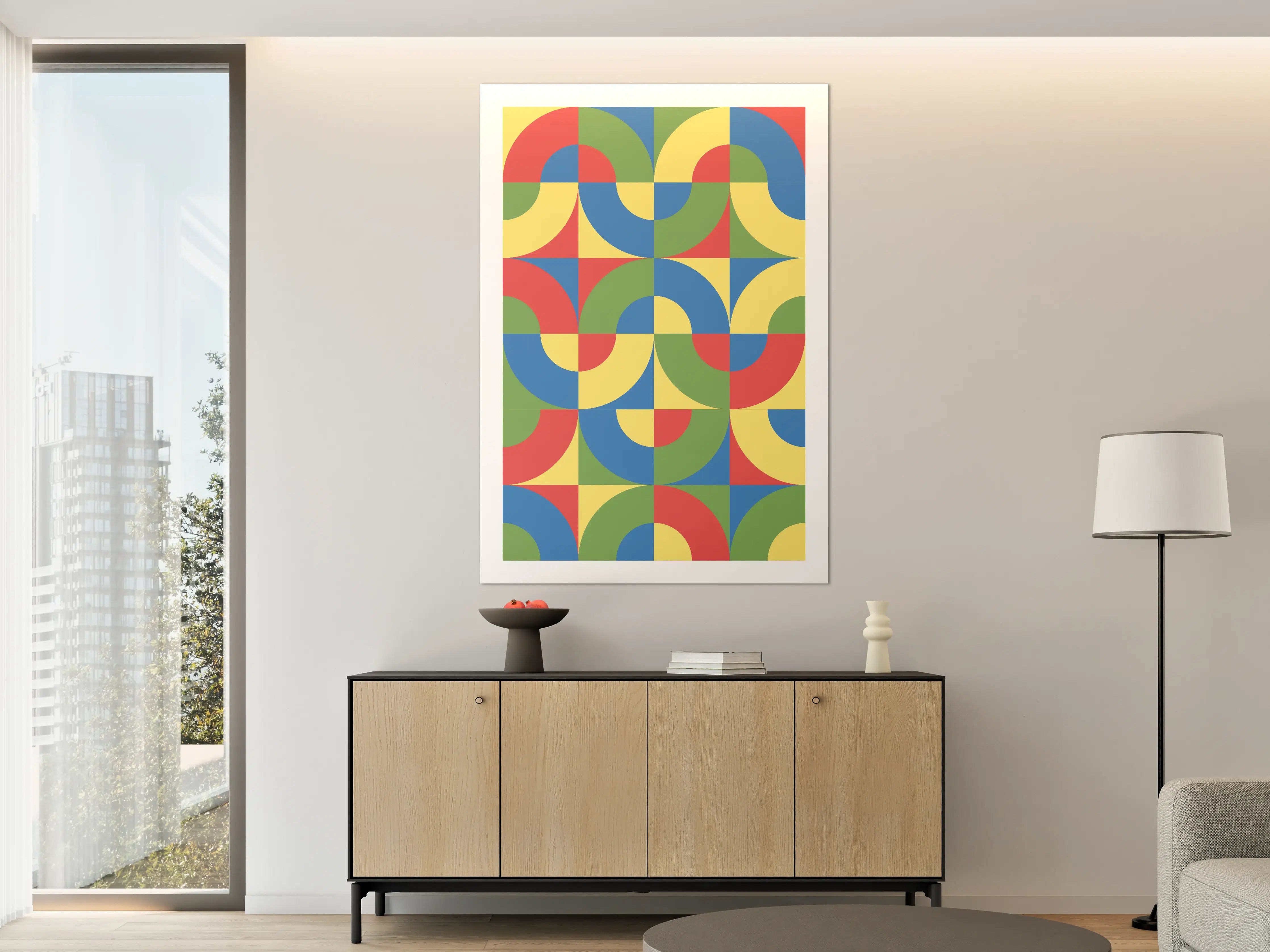 Große Wandbilder - Bunte geometrische Muster in Primärfarben