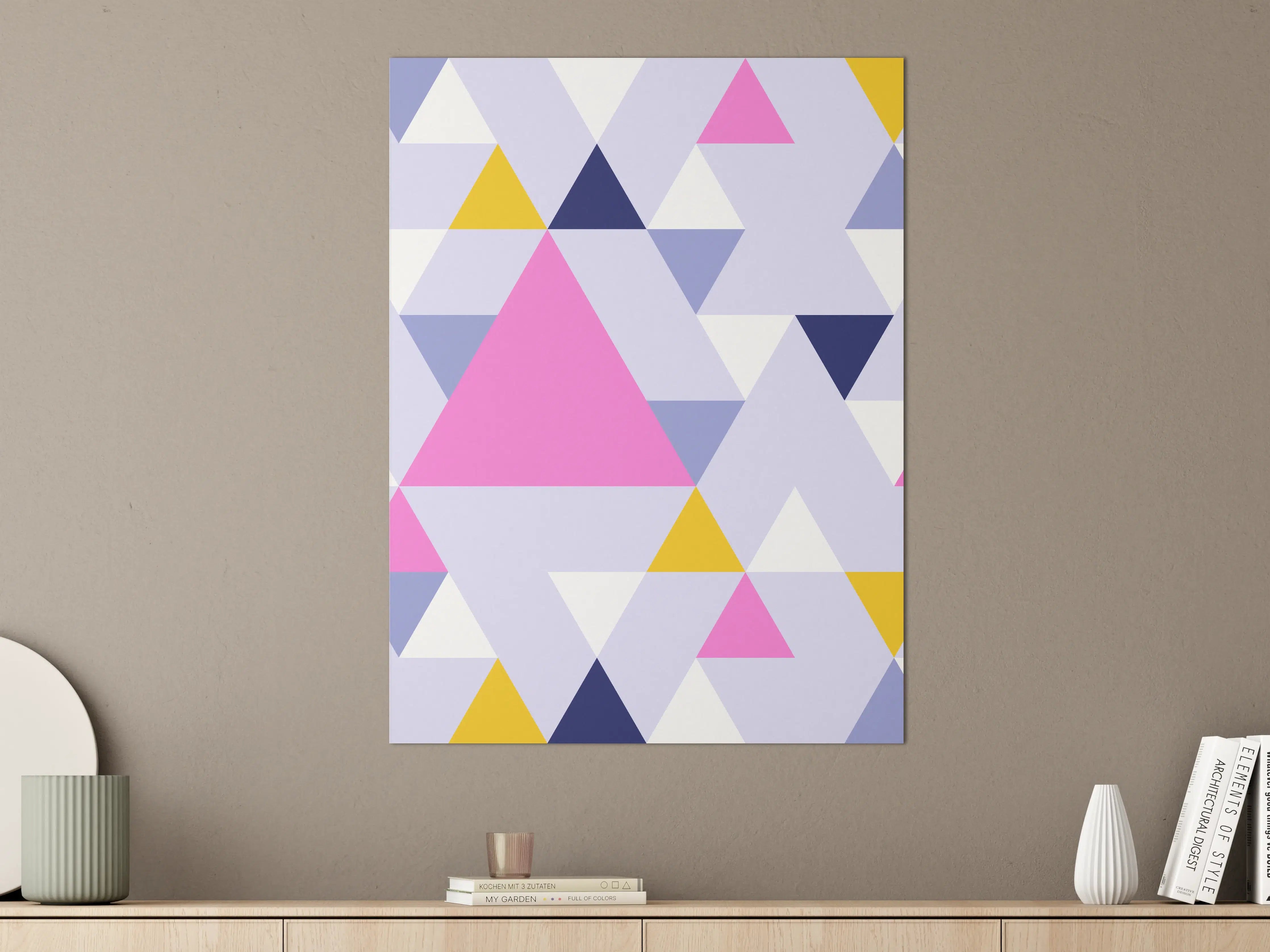 Große Wandbilder - Bunte geometrische Muster mit Pink, Blau und Gelb