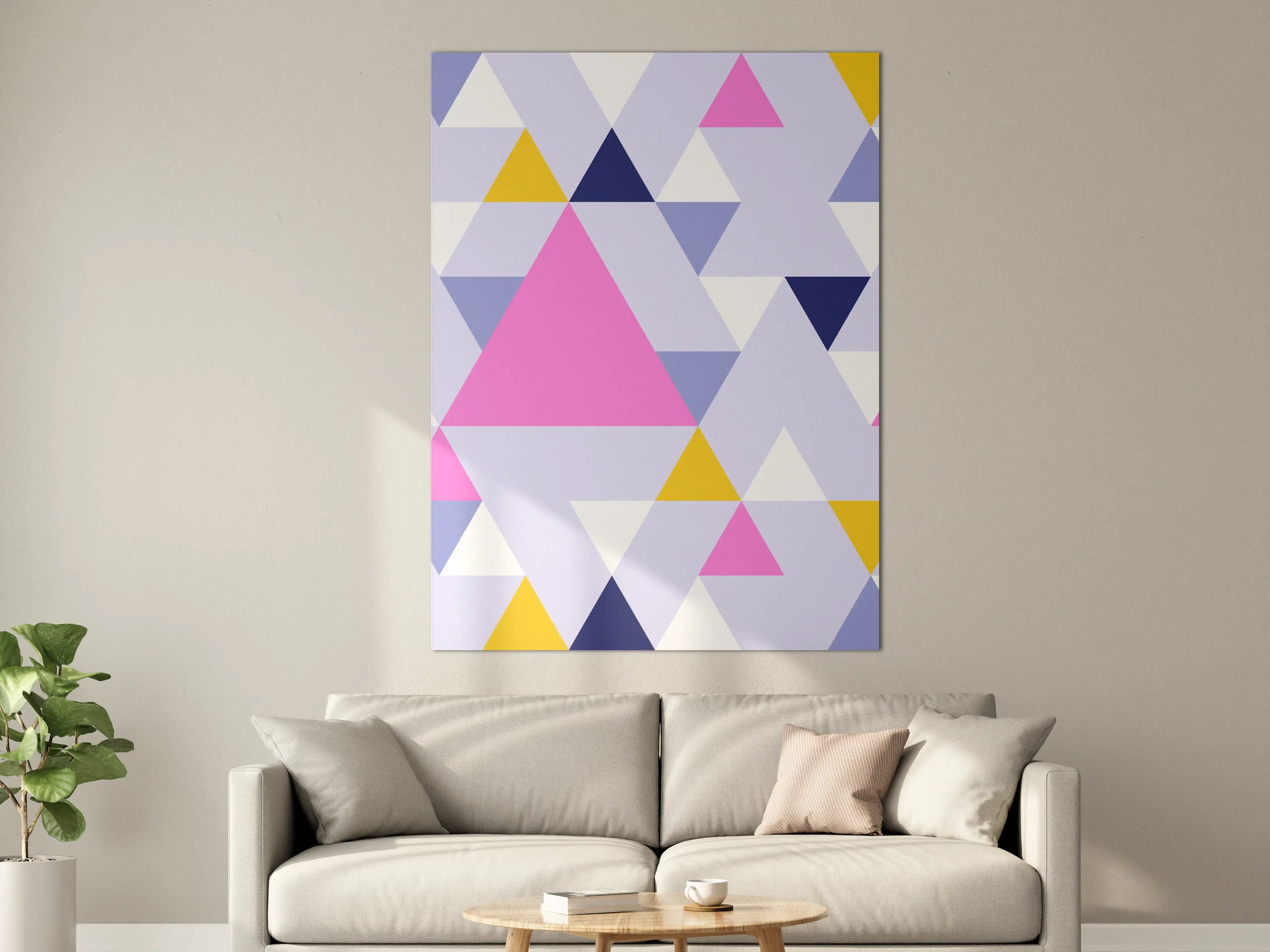 Große Wandbilder - Bunte geometrische Muster mit Pink, Blau und Gelb