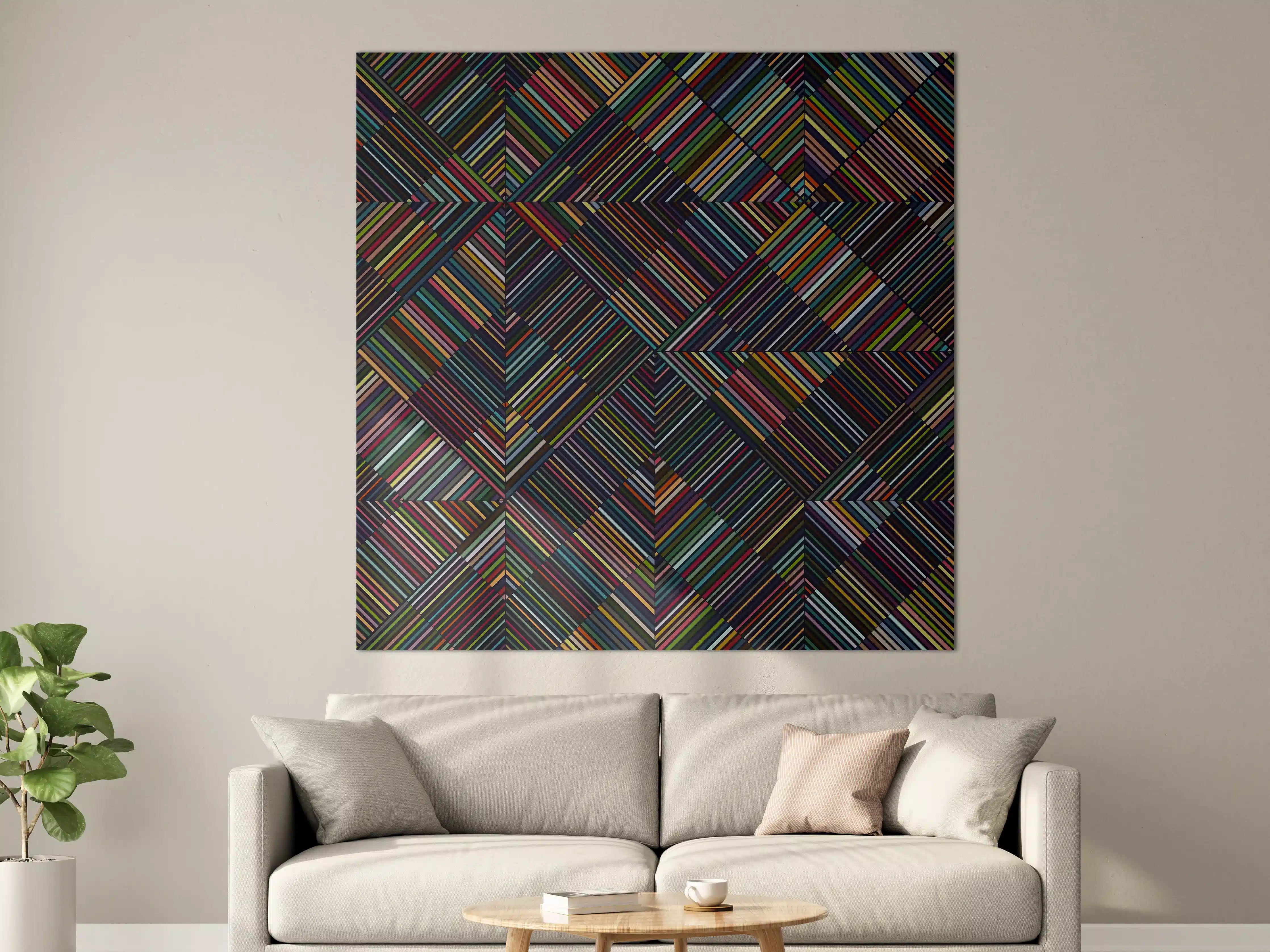 Große Wandbilder - Bunte, geometrische Muster aus Linien und Farben