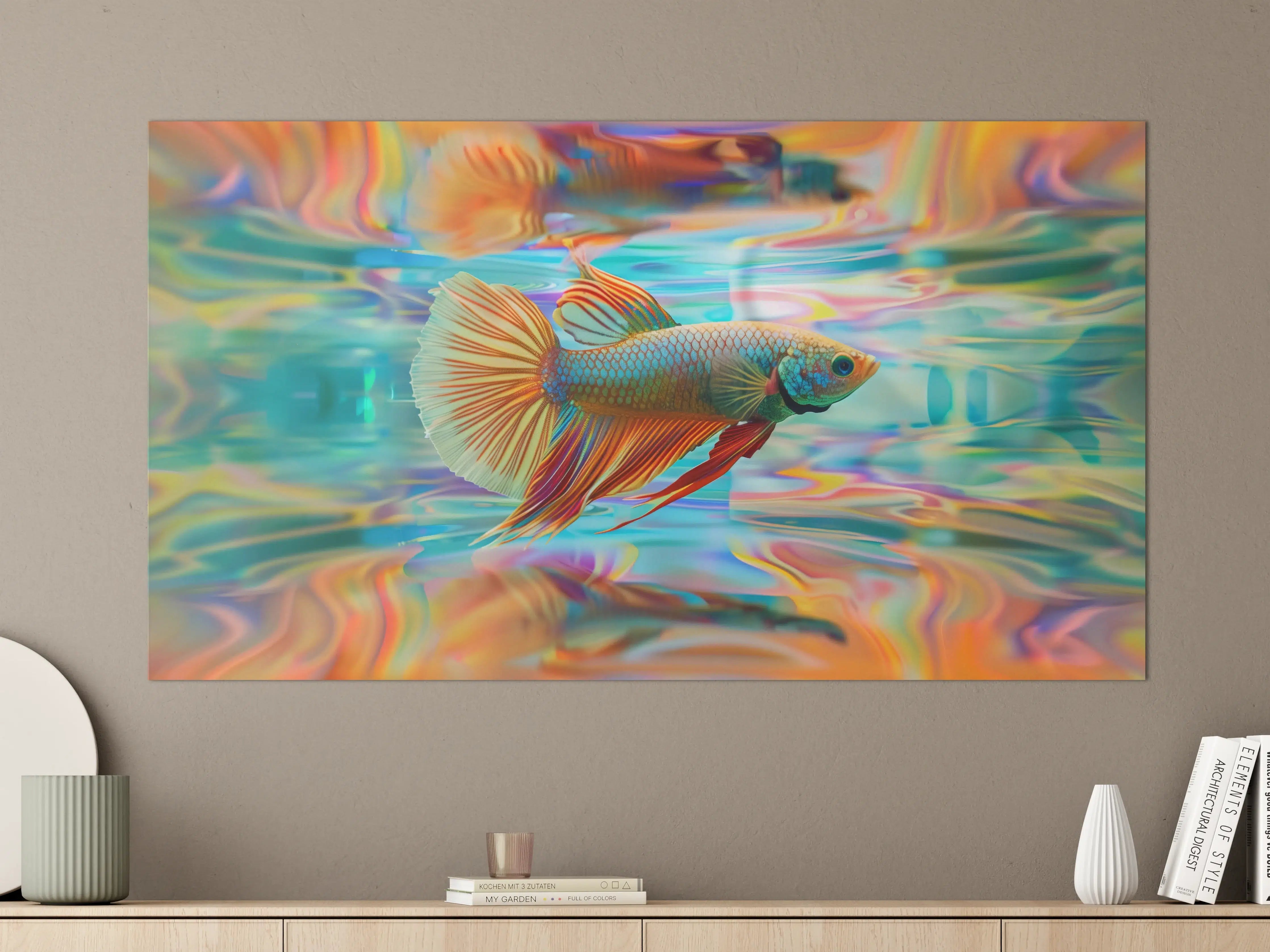 Große Wandbilder - Bunter Betta-Fisch Türkis-Orange