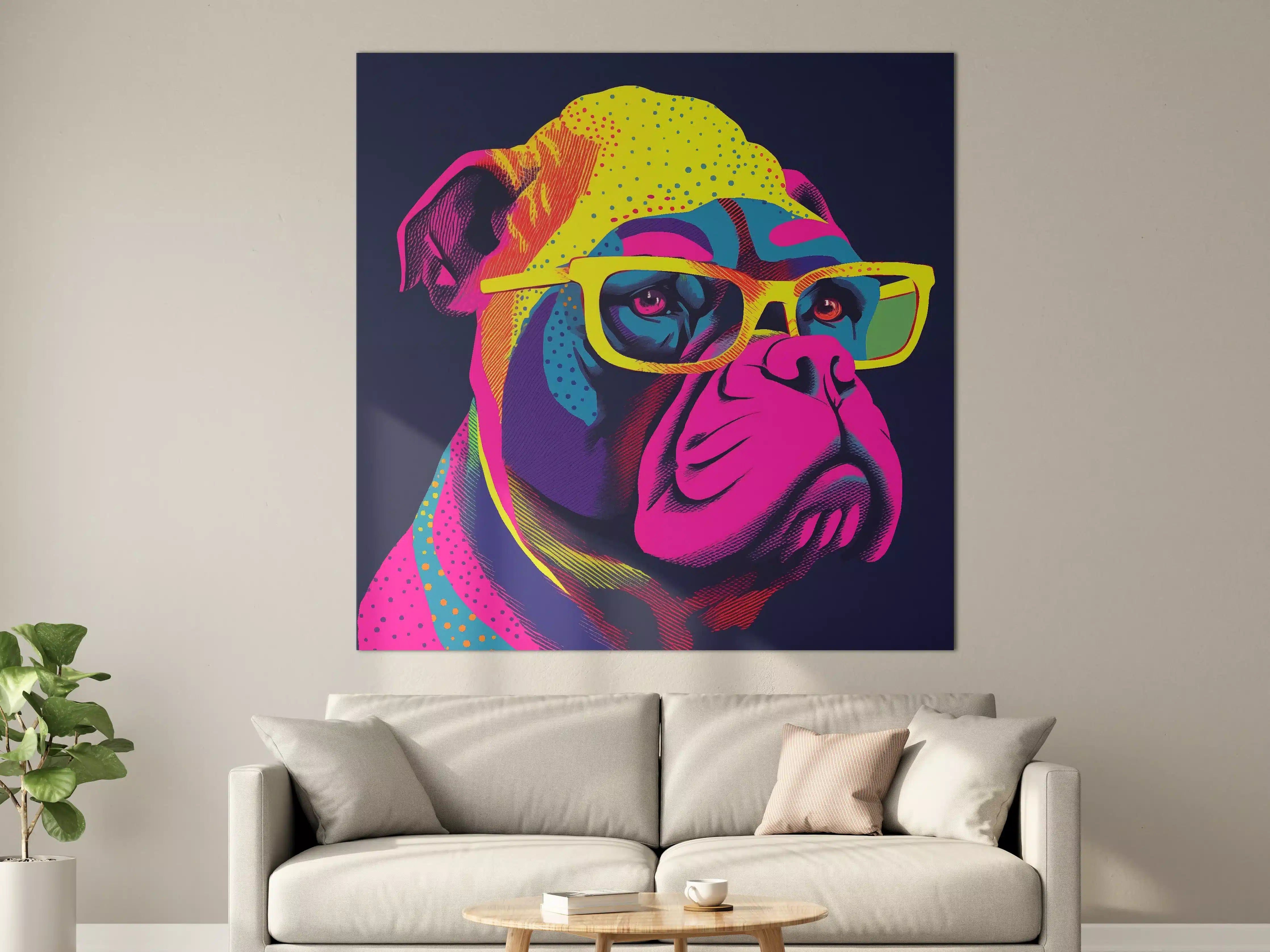 Große Wandbilder - Bunter Hund mit stylischer Brille