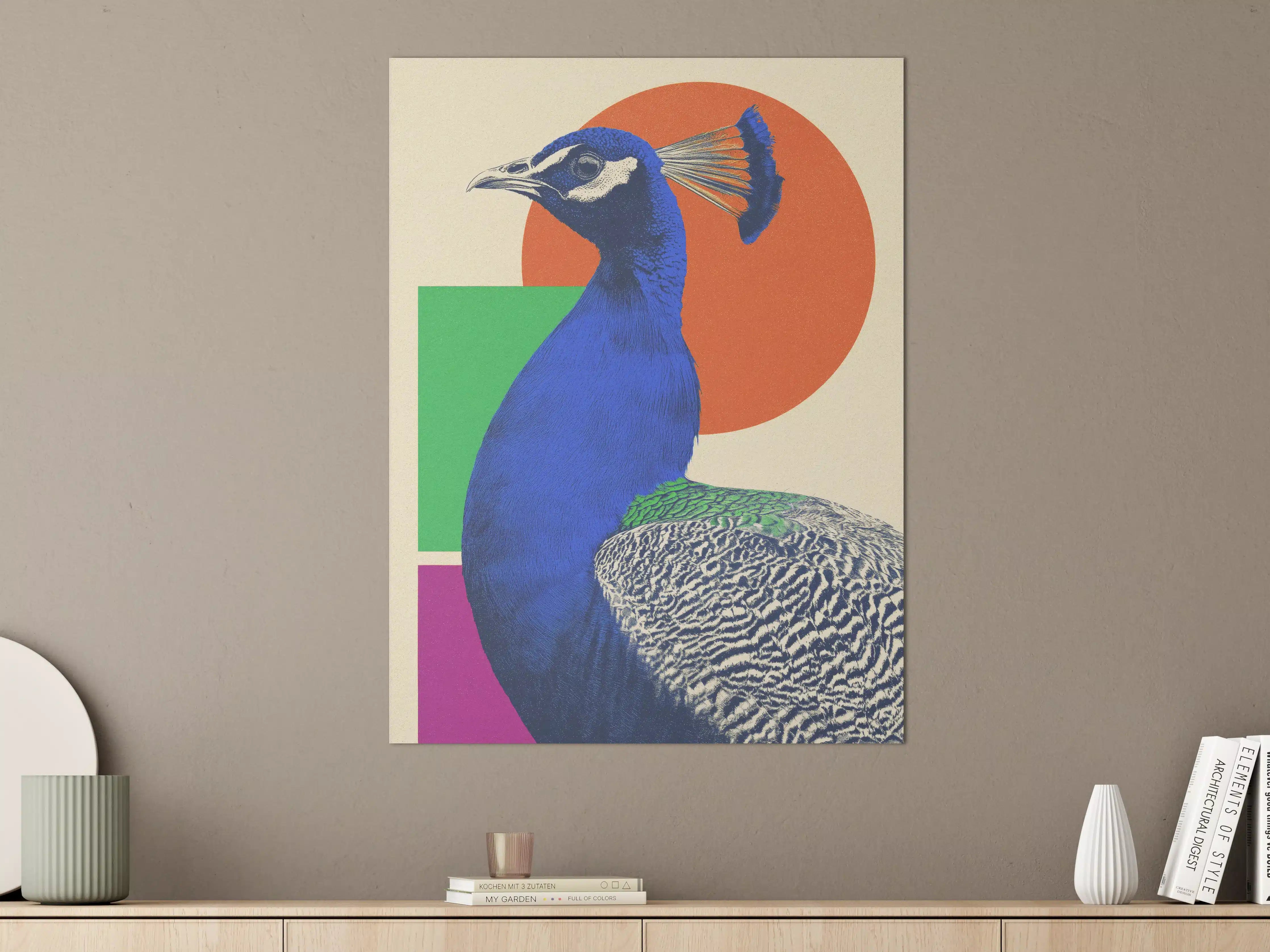 Große Wandbilder - Bunter Pfau in moderner Kunstoptik