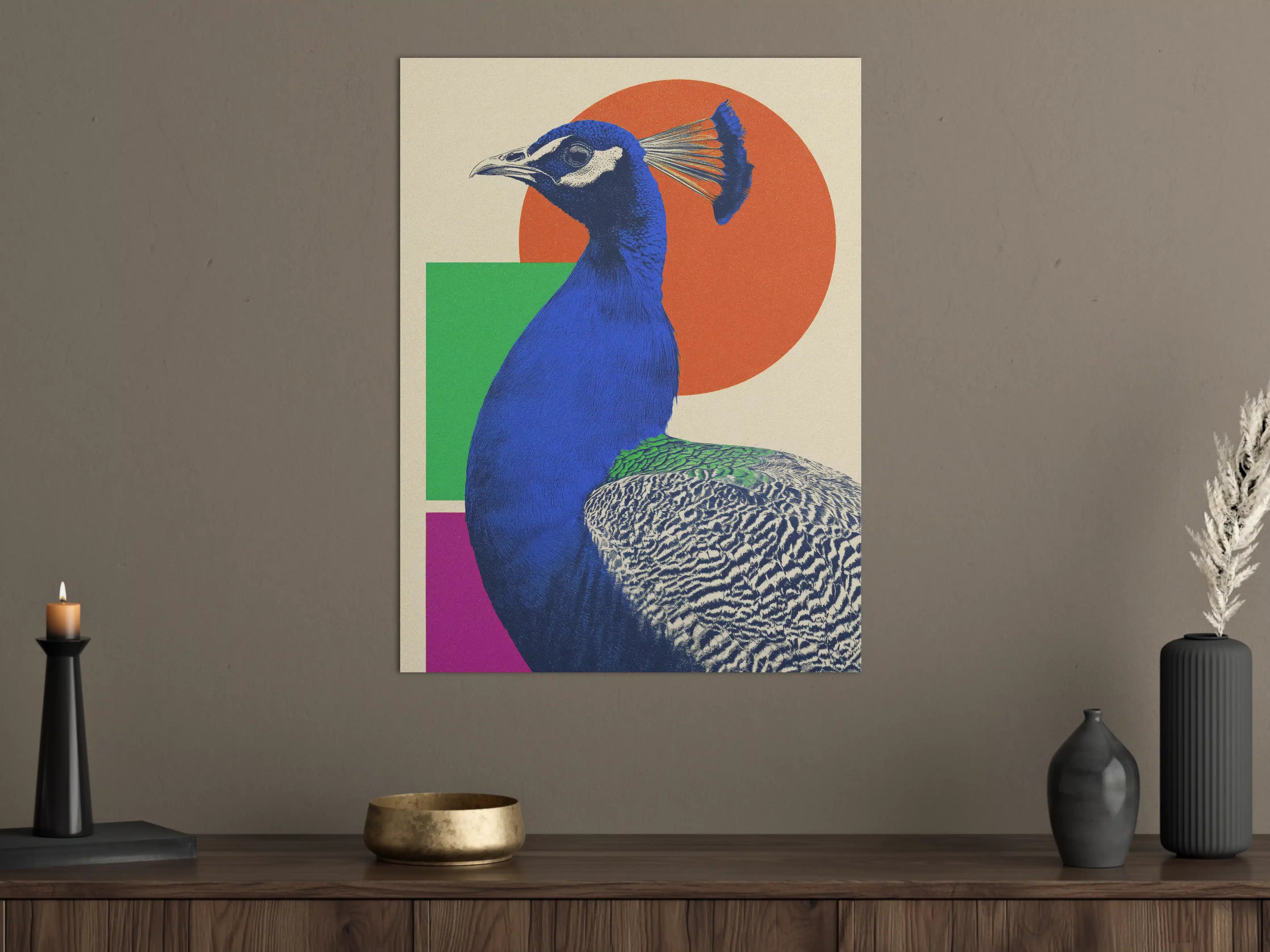 Große Wandbilder - Bunter Pfau in moderner Kunstoptik