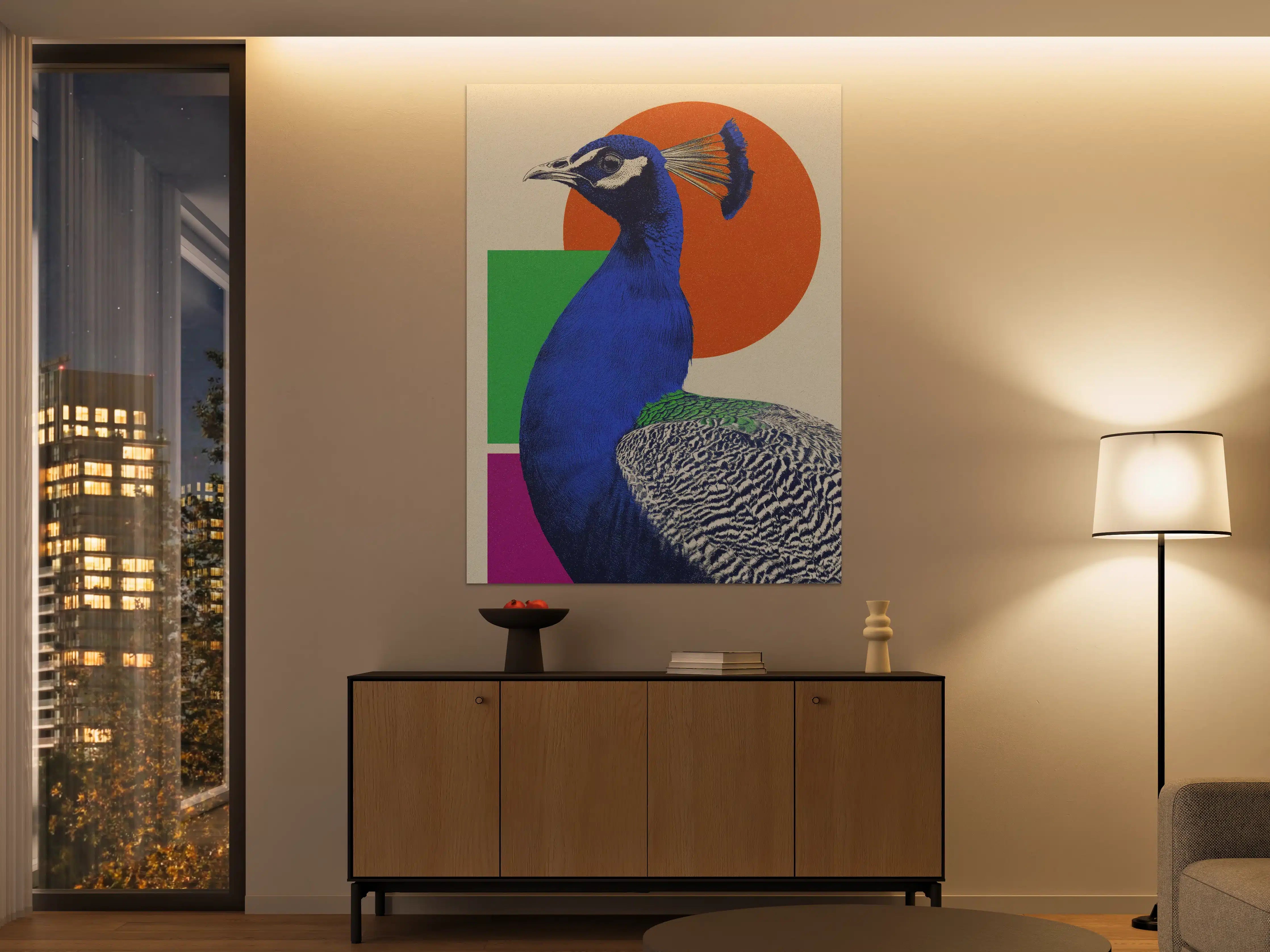 Große Wandbilder - Bunter Pfau in moderner Kunstoptik