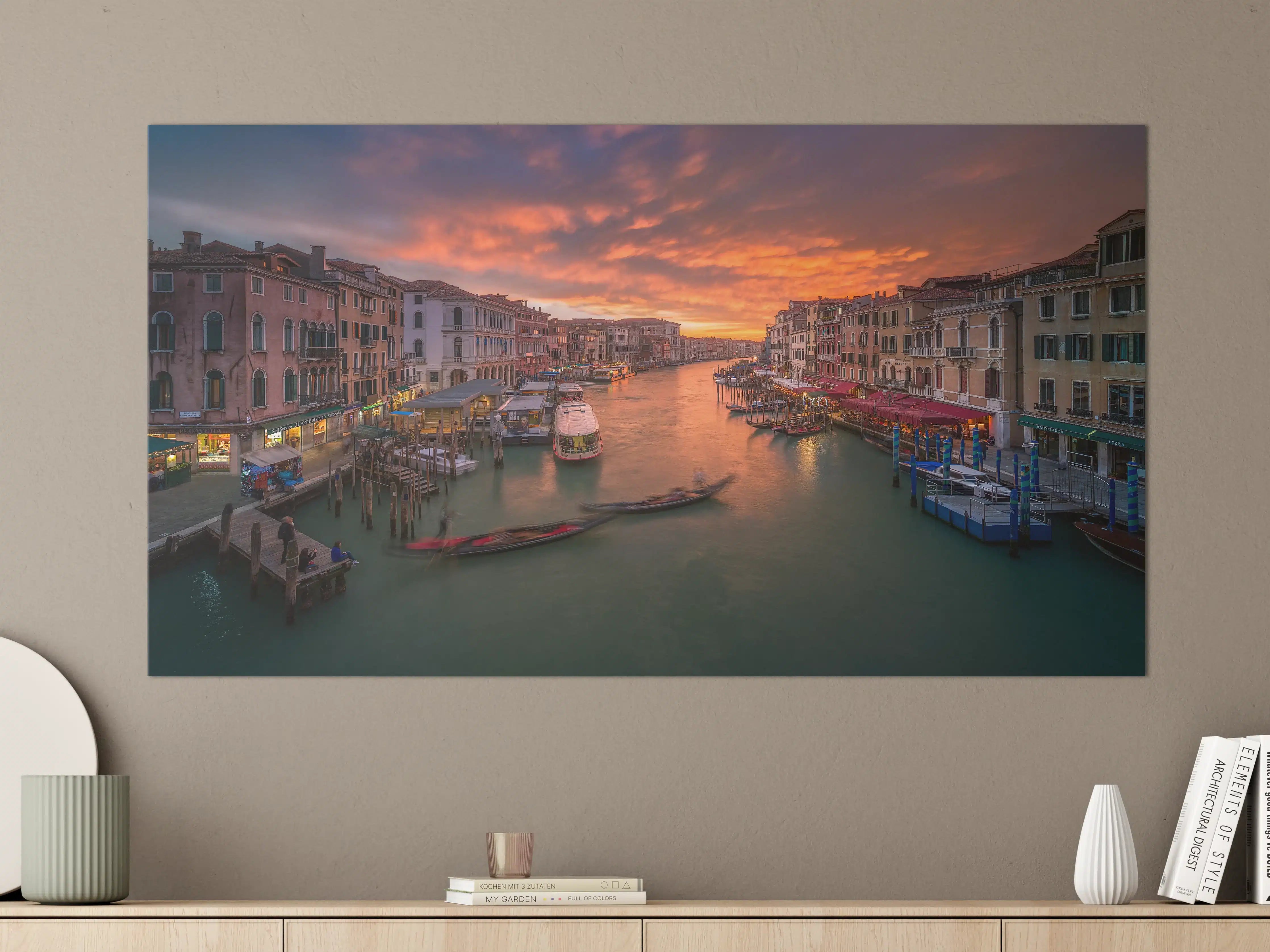 Große Wandbilder - Bunter Sonnenuntergang über Venezianischer Kanal