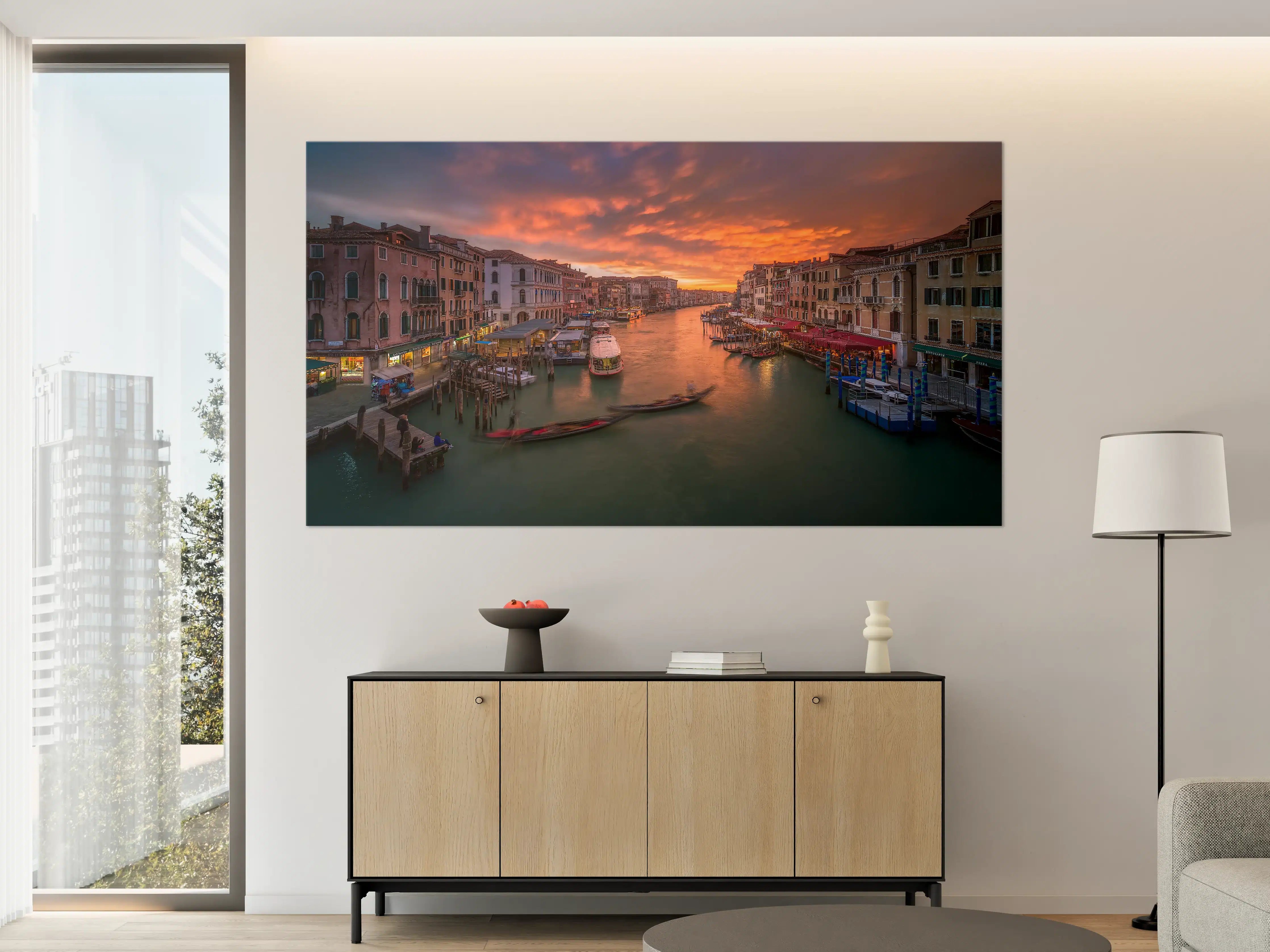 Große Wandbilder - Bunter Sonnenuntergang über Venezianischer Kanal