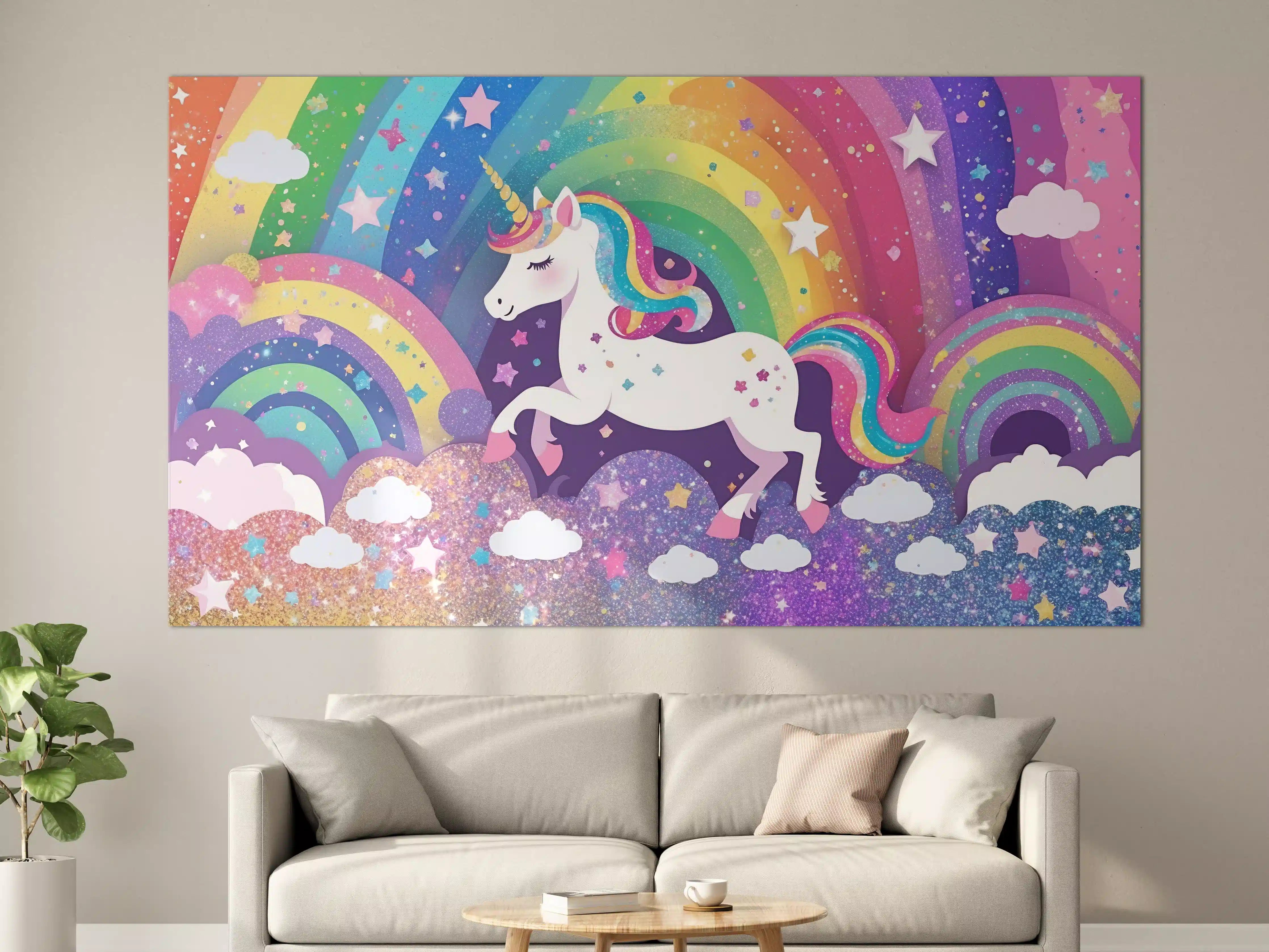 Große Wandbilder - Bunter Unicorn-Himmel mit Regenbögen