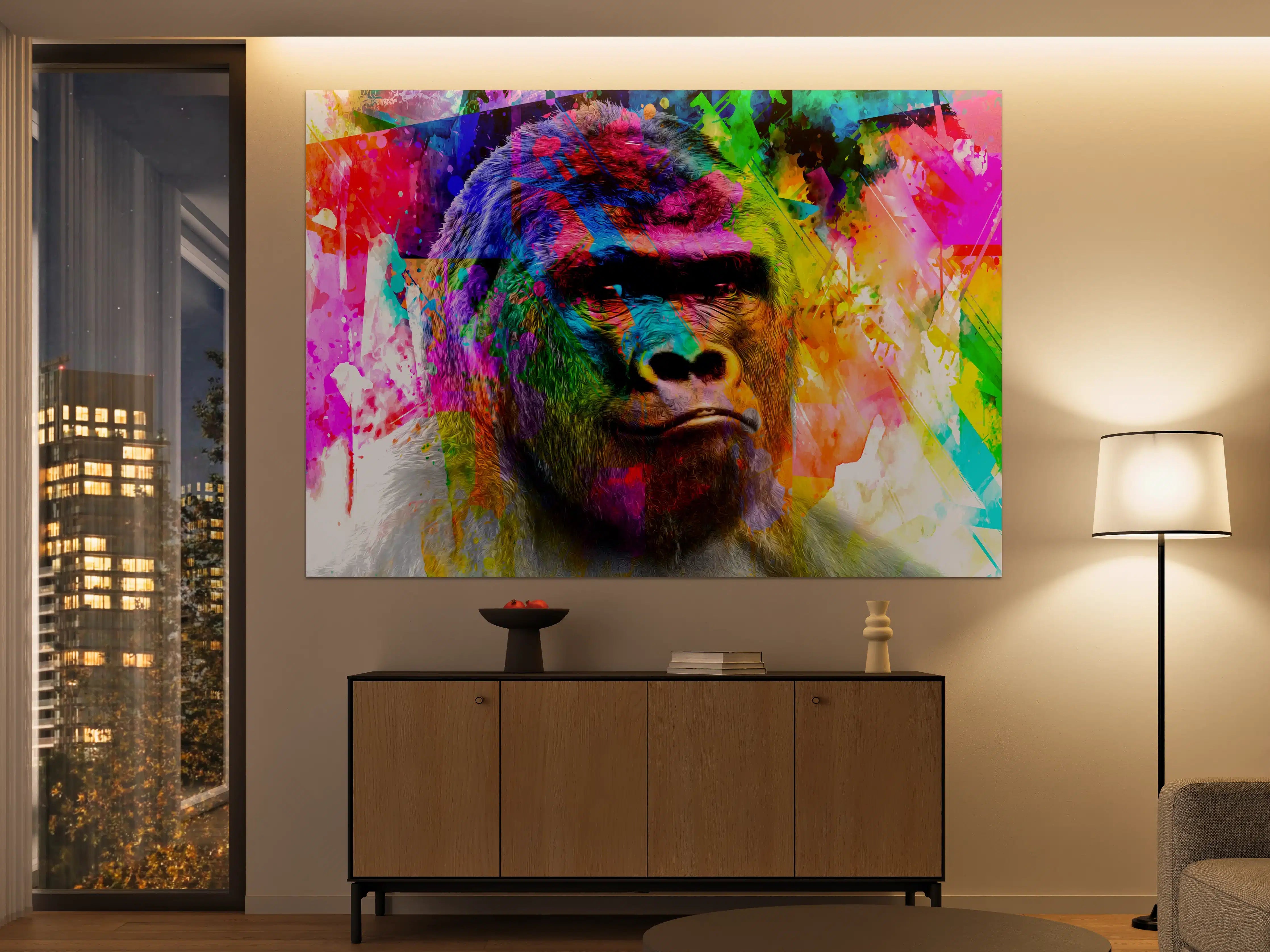 Große Wandbilder - Bunter abstrakter Gorillakopf