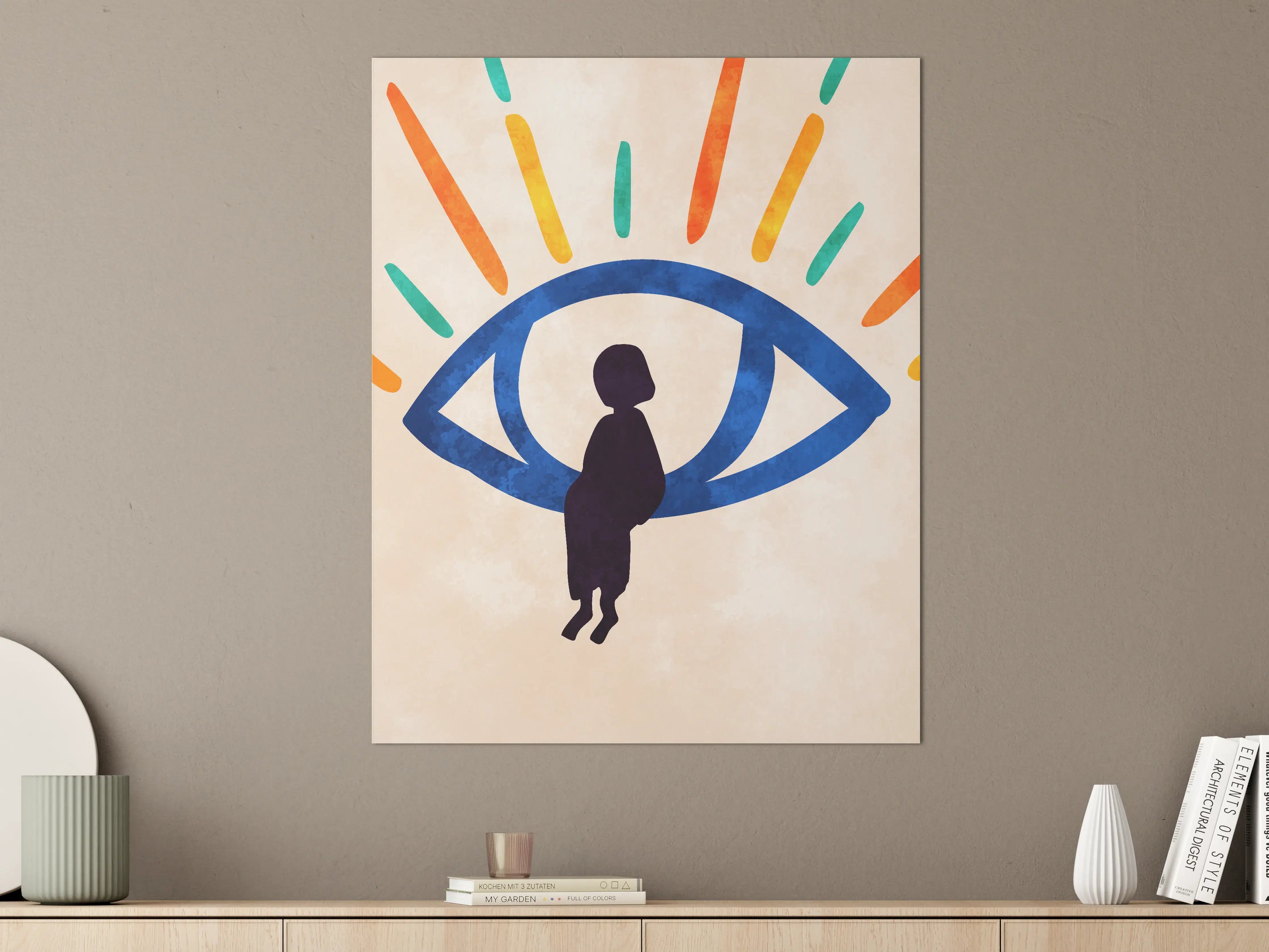 Große Wandbilder - Buntes Auge mit Kind im Zentrum