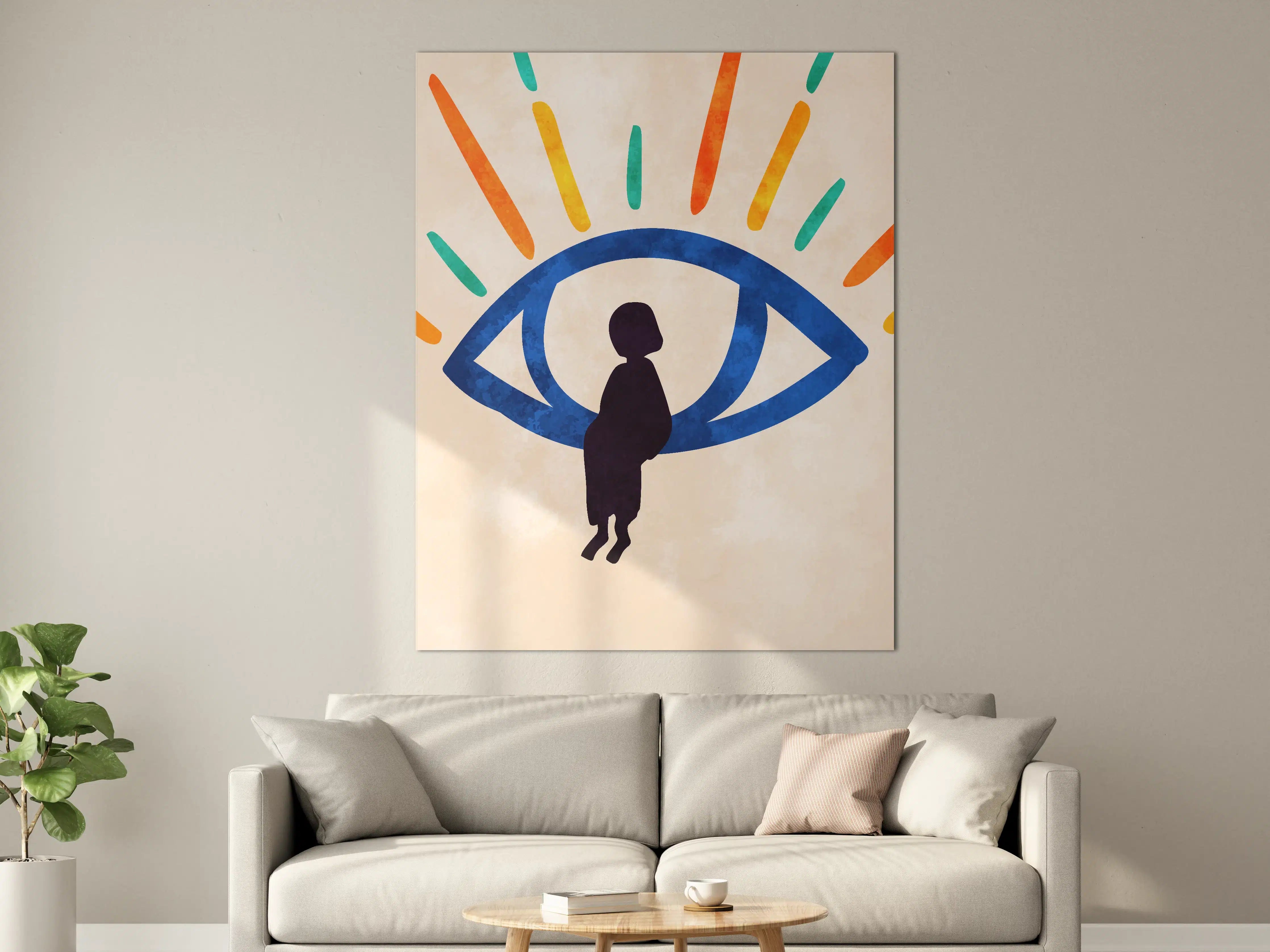 Große Wandbilder - Buntes Auge mit Kind im Zentrum