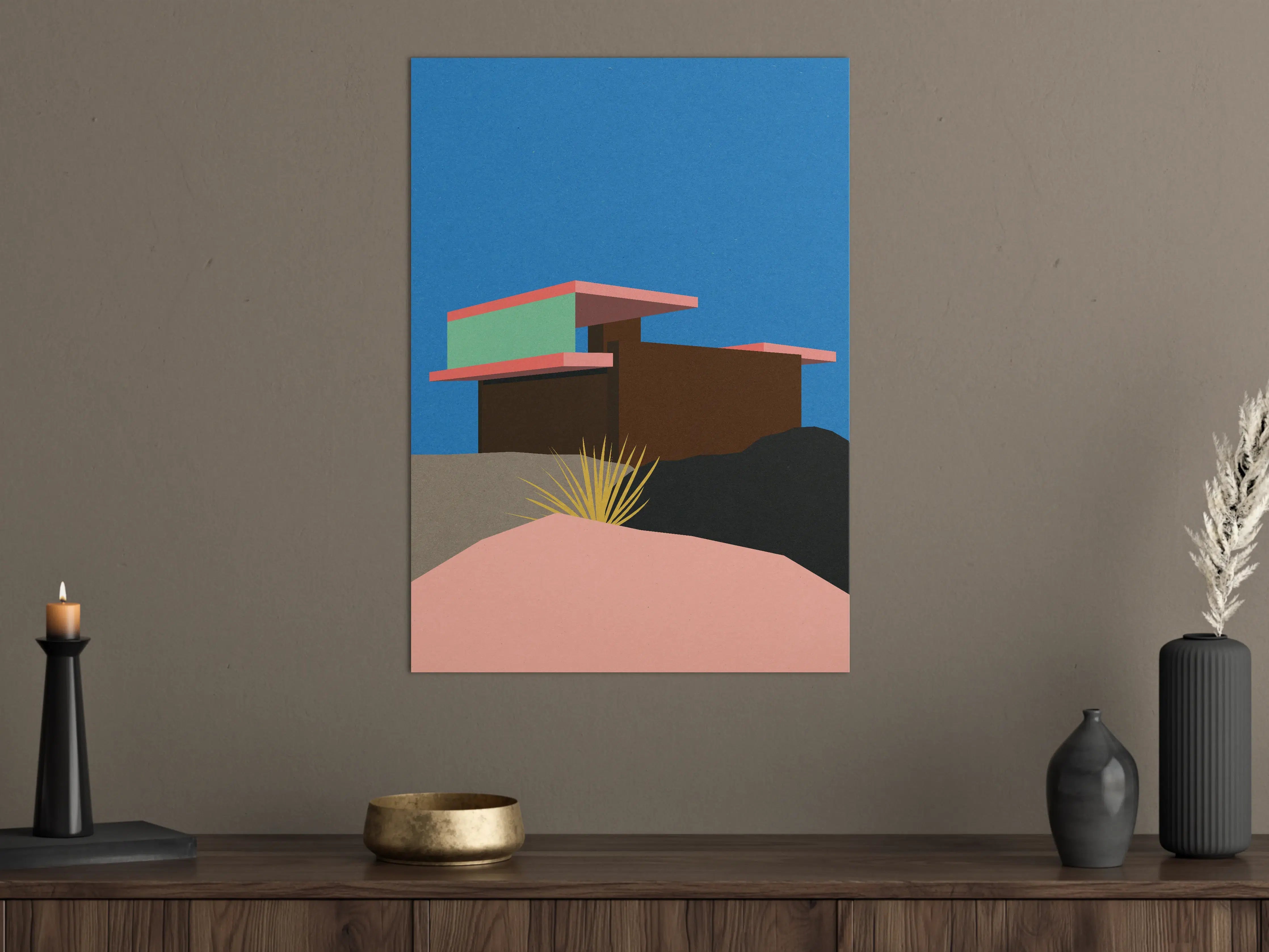 Große Wandbilder - Buntes Bauhaus Desert House Poster