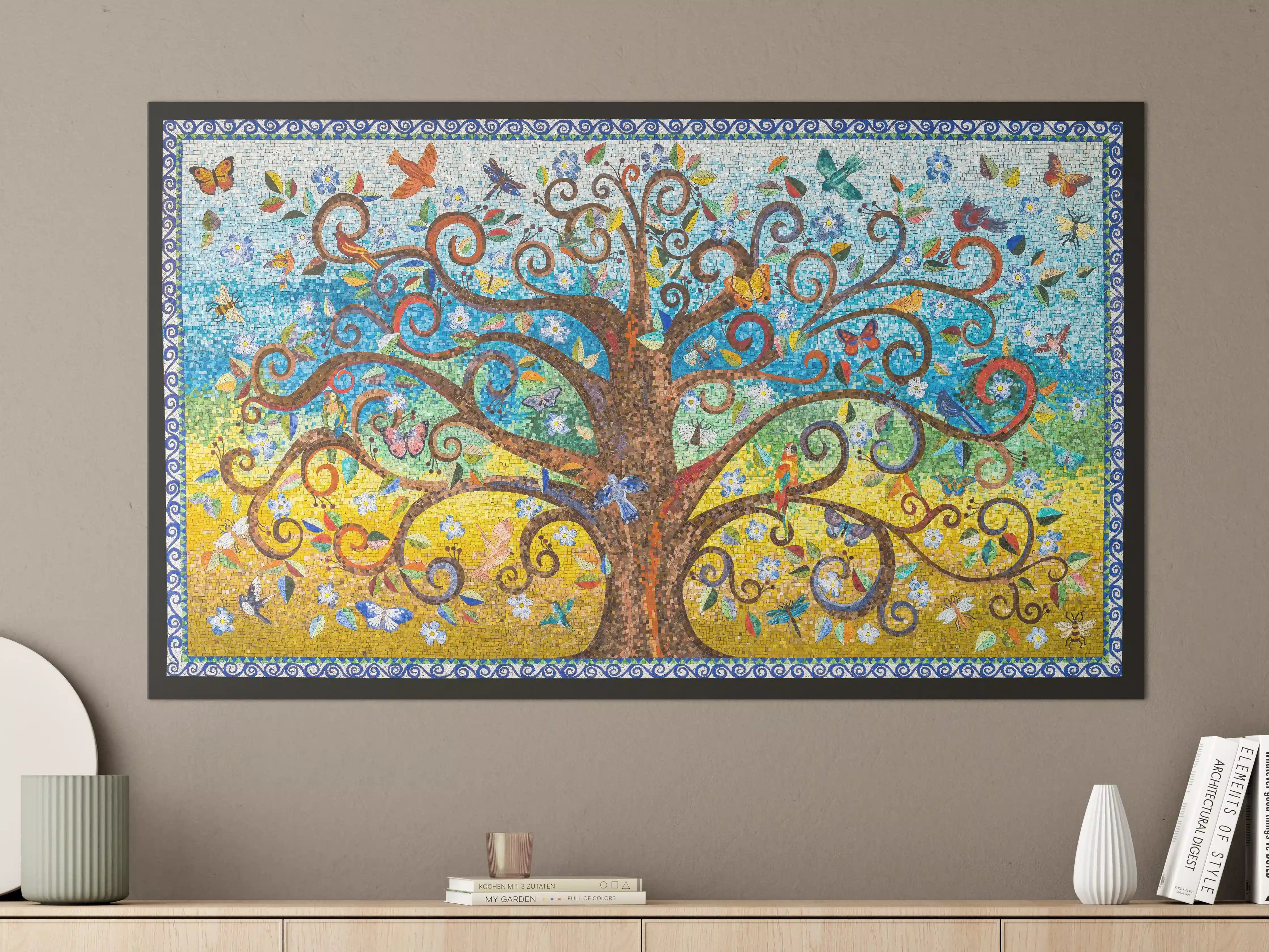 Große Wandbilder - Buntes Baum Mosaik Kunstwerk