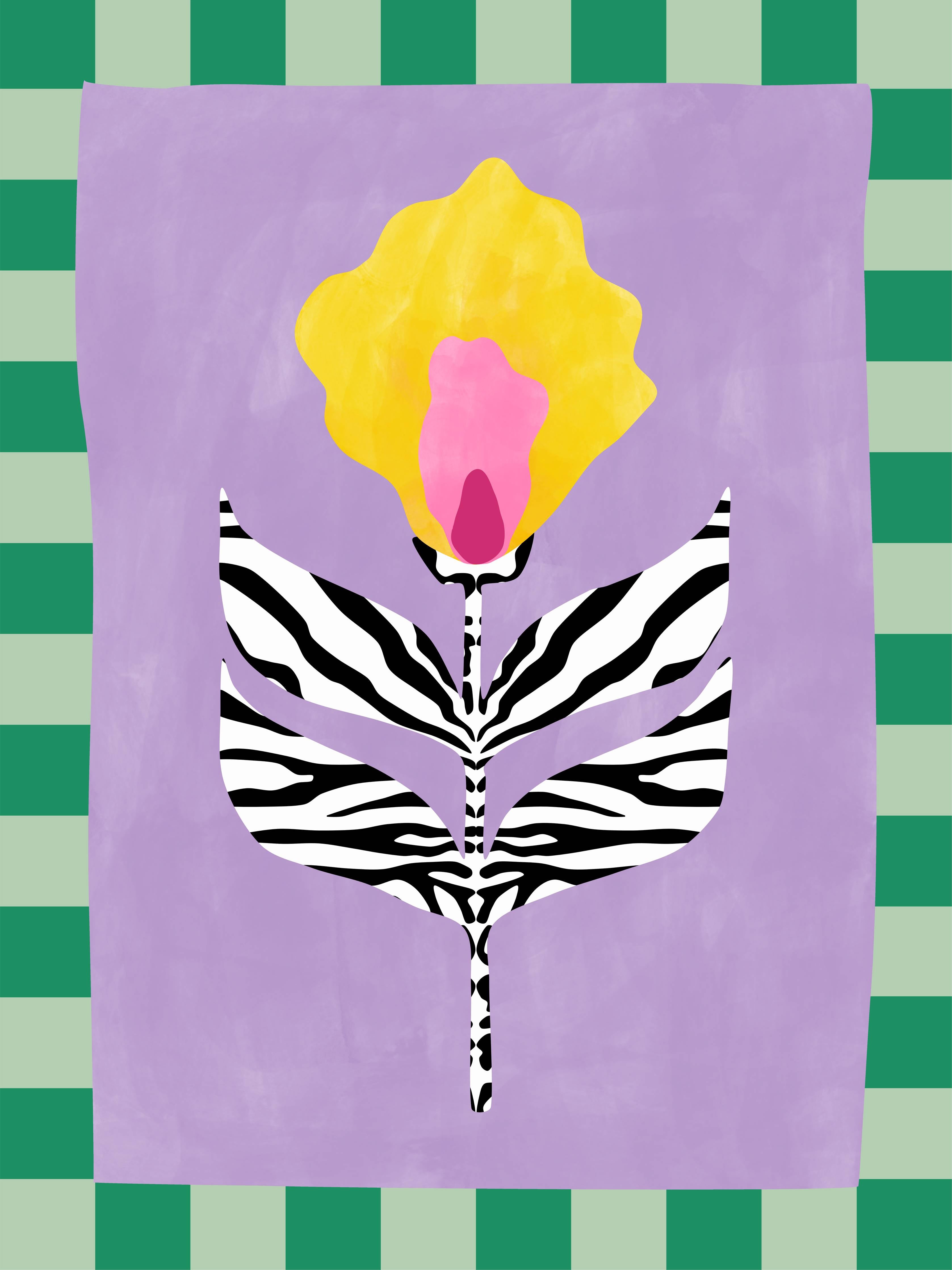 Große Wandbilder-Buntes Blumendesign mit Zebra-Muster