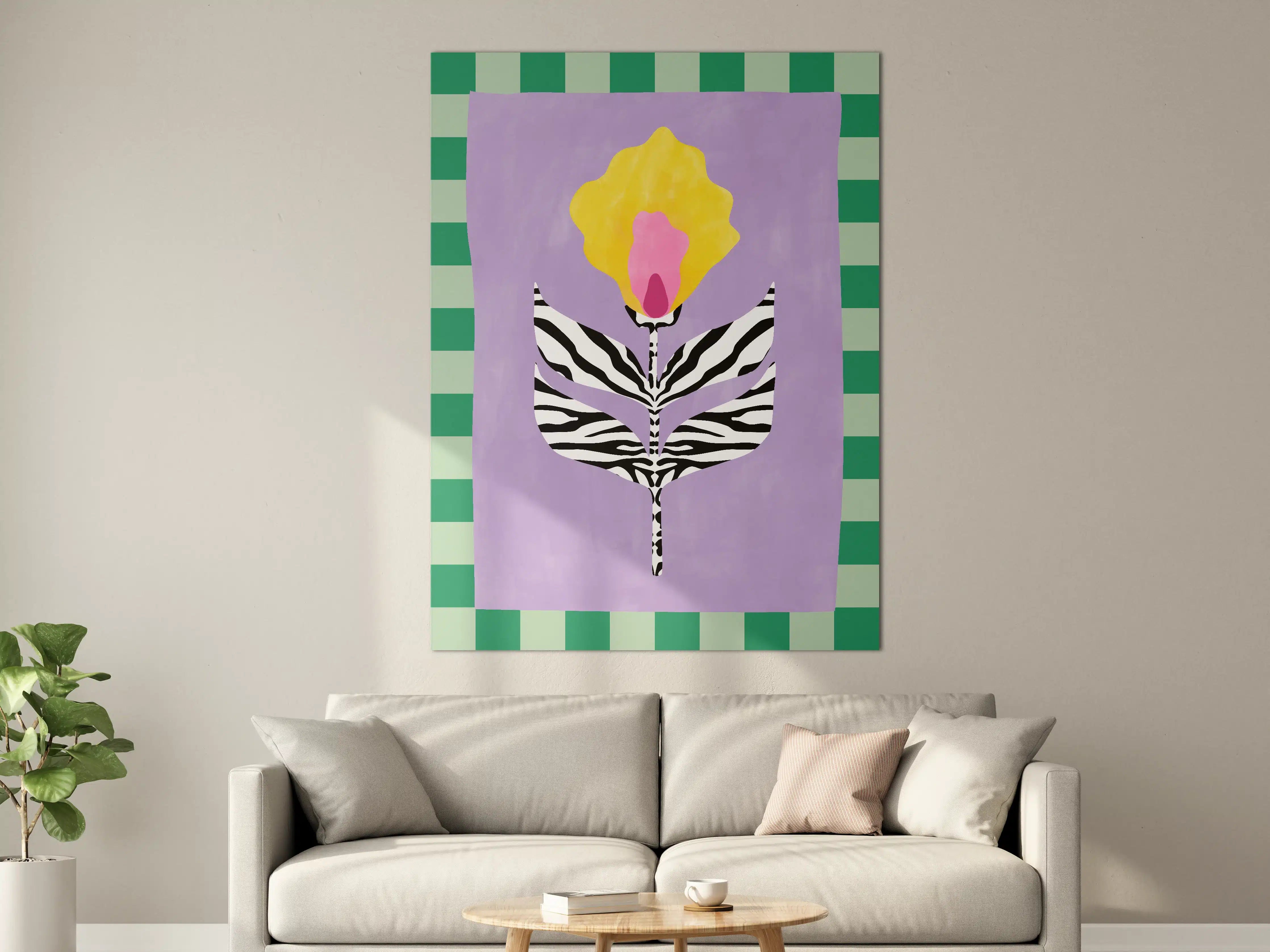 Große Wandbilder - Buntes Blumendesign mit Zebra-Muster