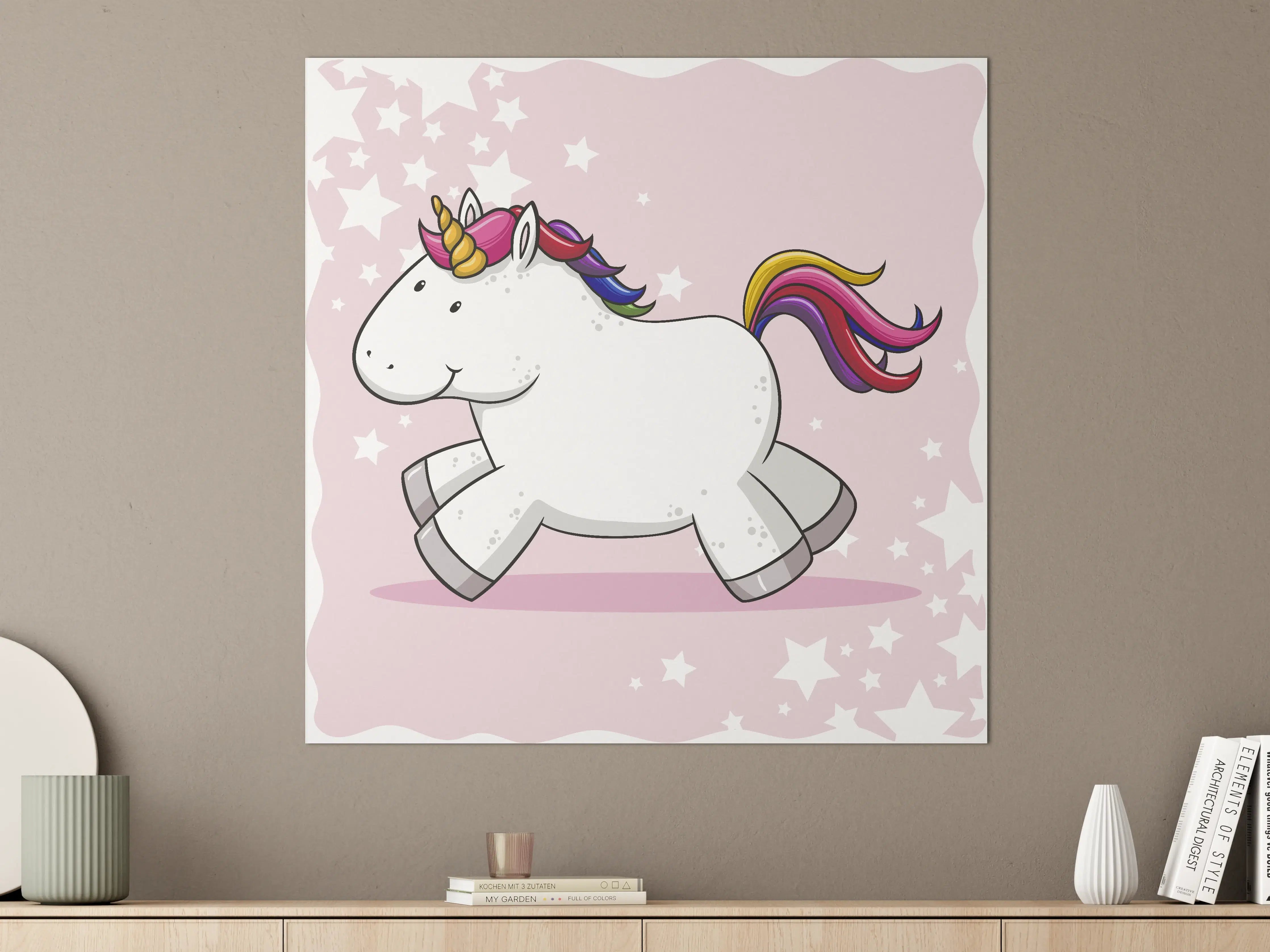 Große Wandbilder - Buntes Einhorn Cartoon Vektor