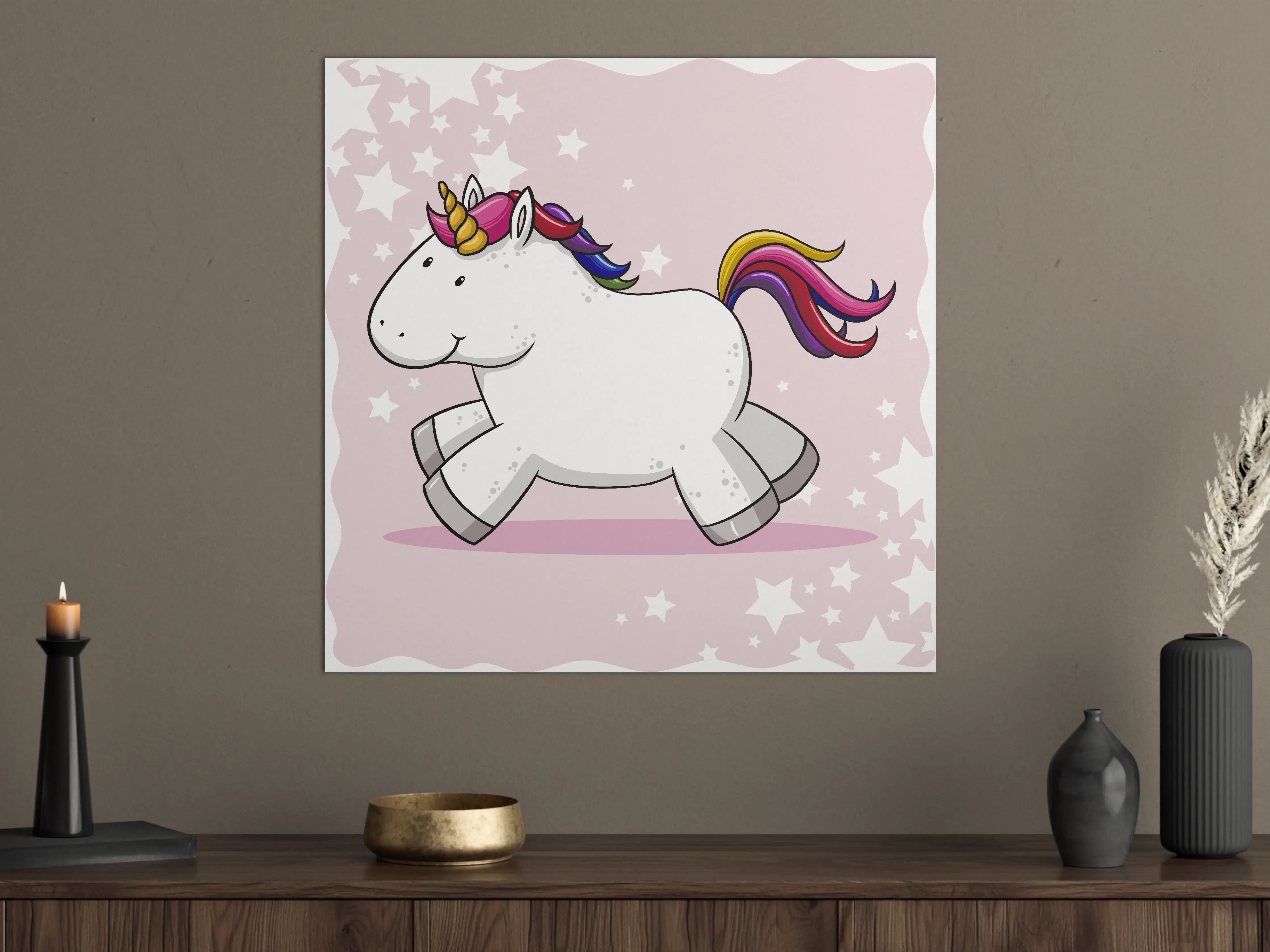 Große Wandbilder - Buntes Einhorn Plüschtier Design
