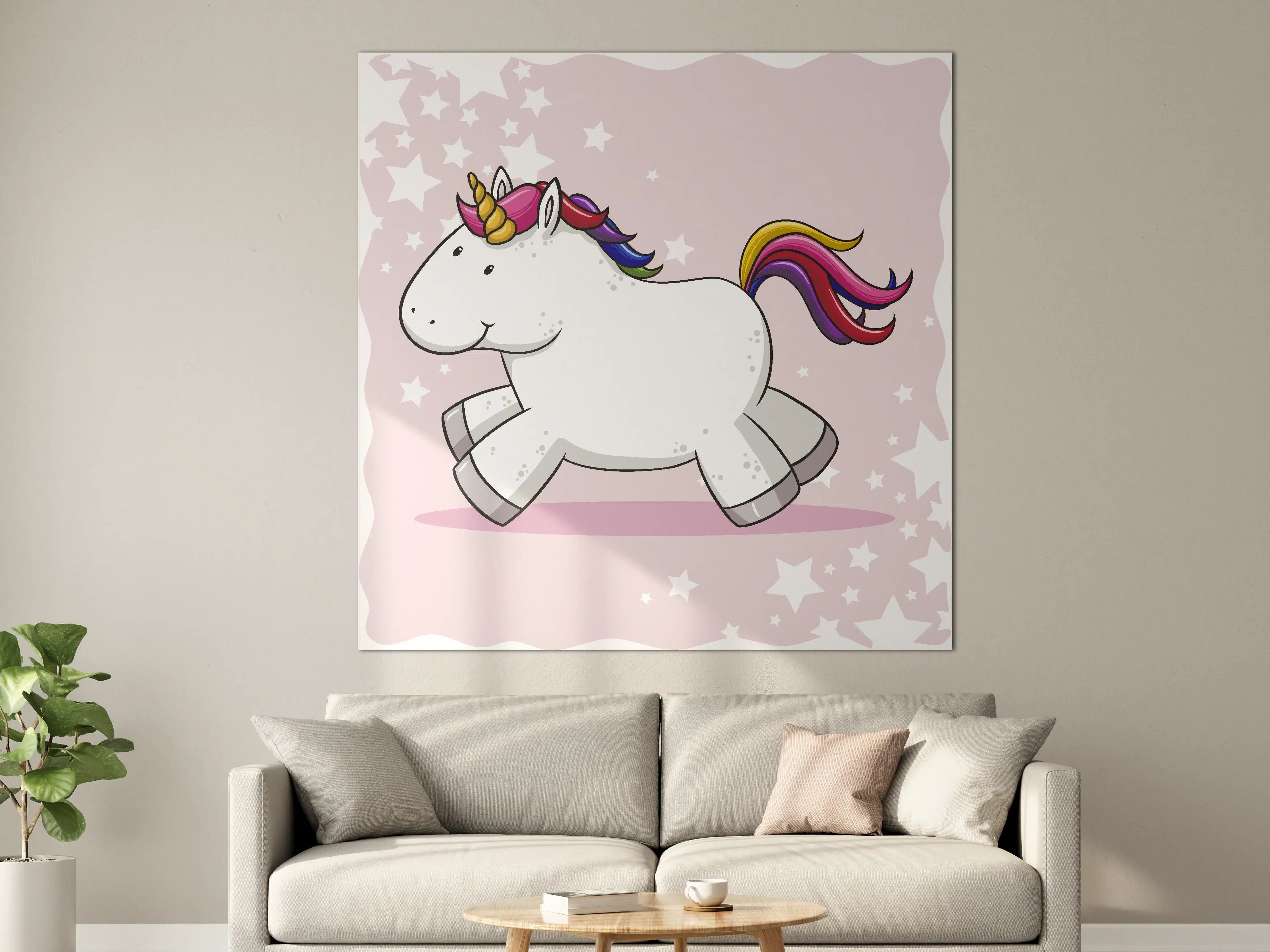 Große Wandbilder - Buntes Einhorn Plüschtier Design