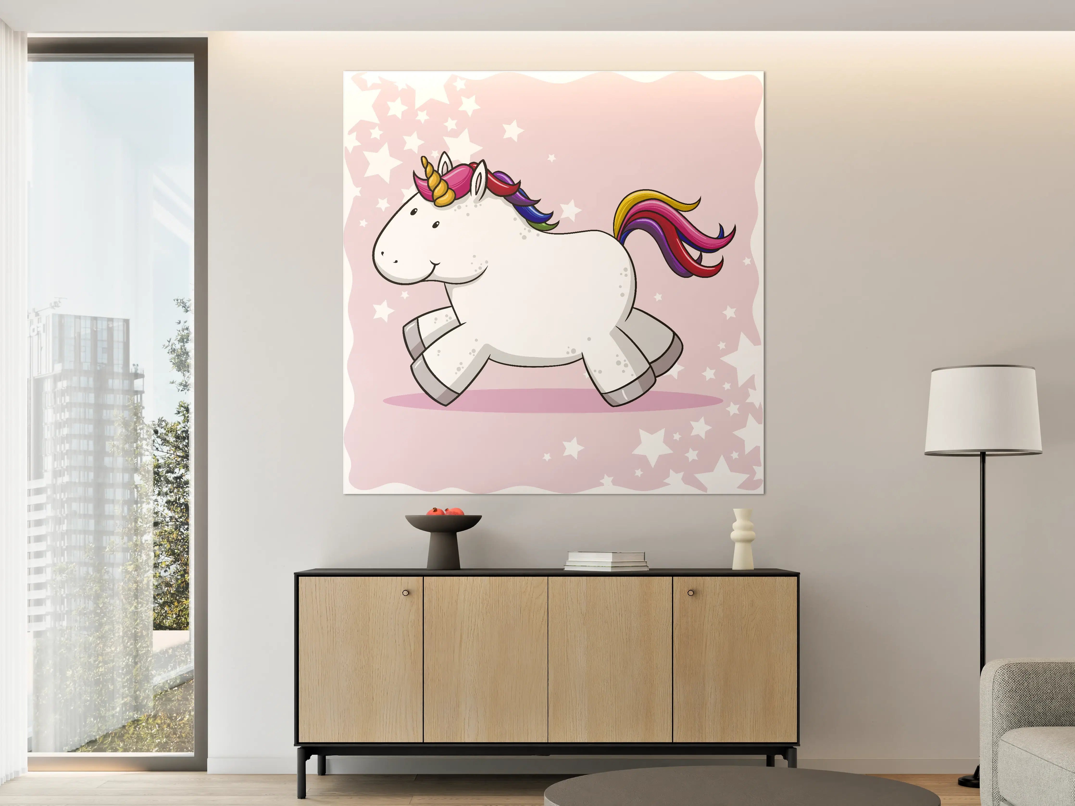 Große Wandbilder - Buntes Einhorn Plüschtier Design