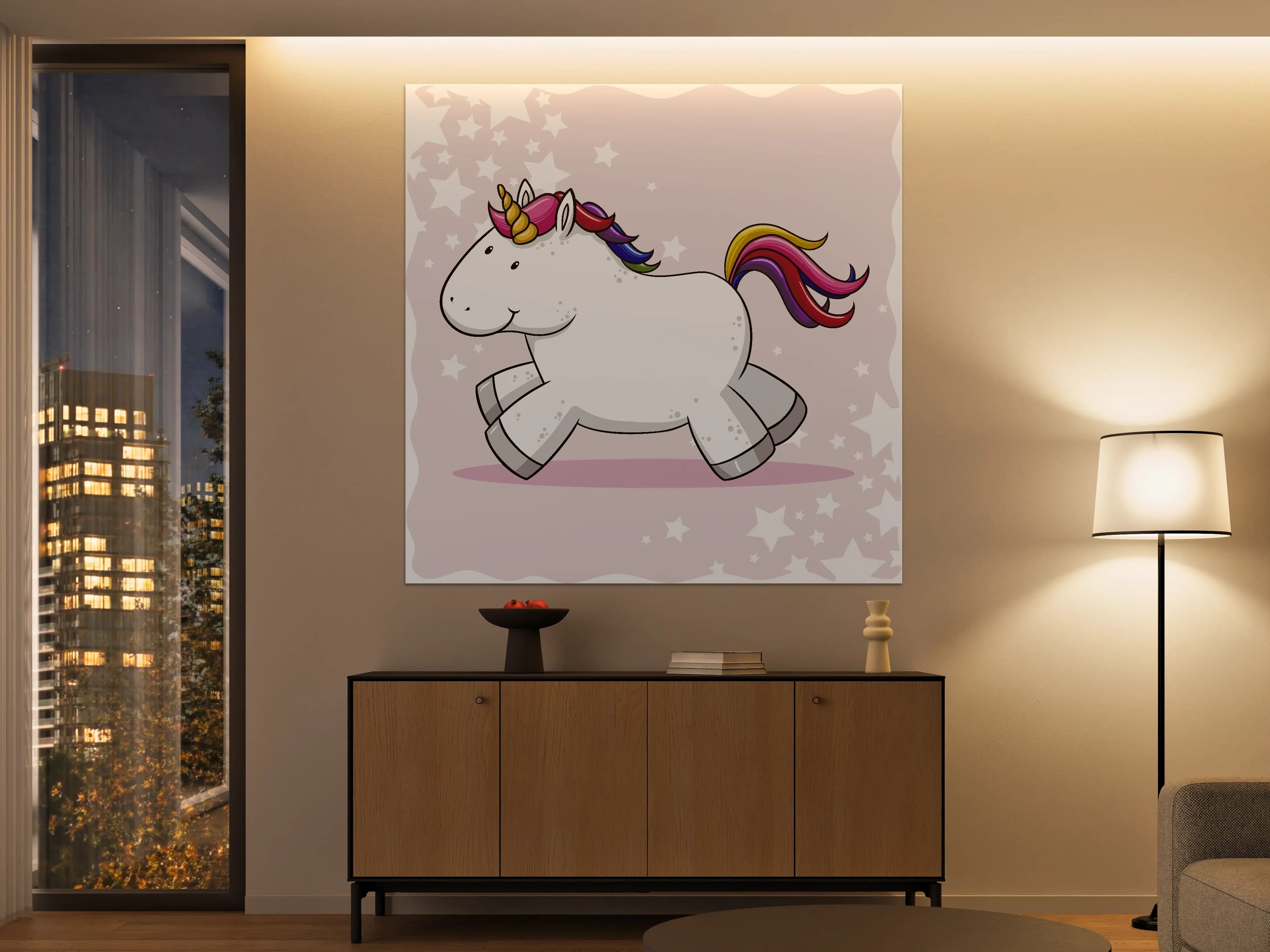 Große Wandbilder - Buntes Einhorn Plüschtier Design
