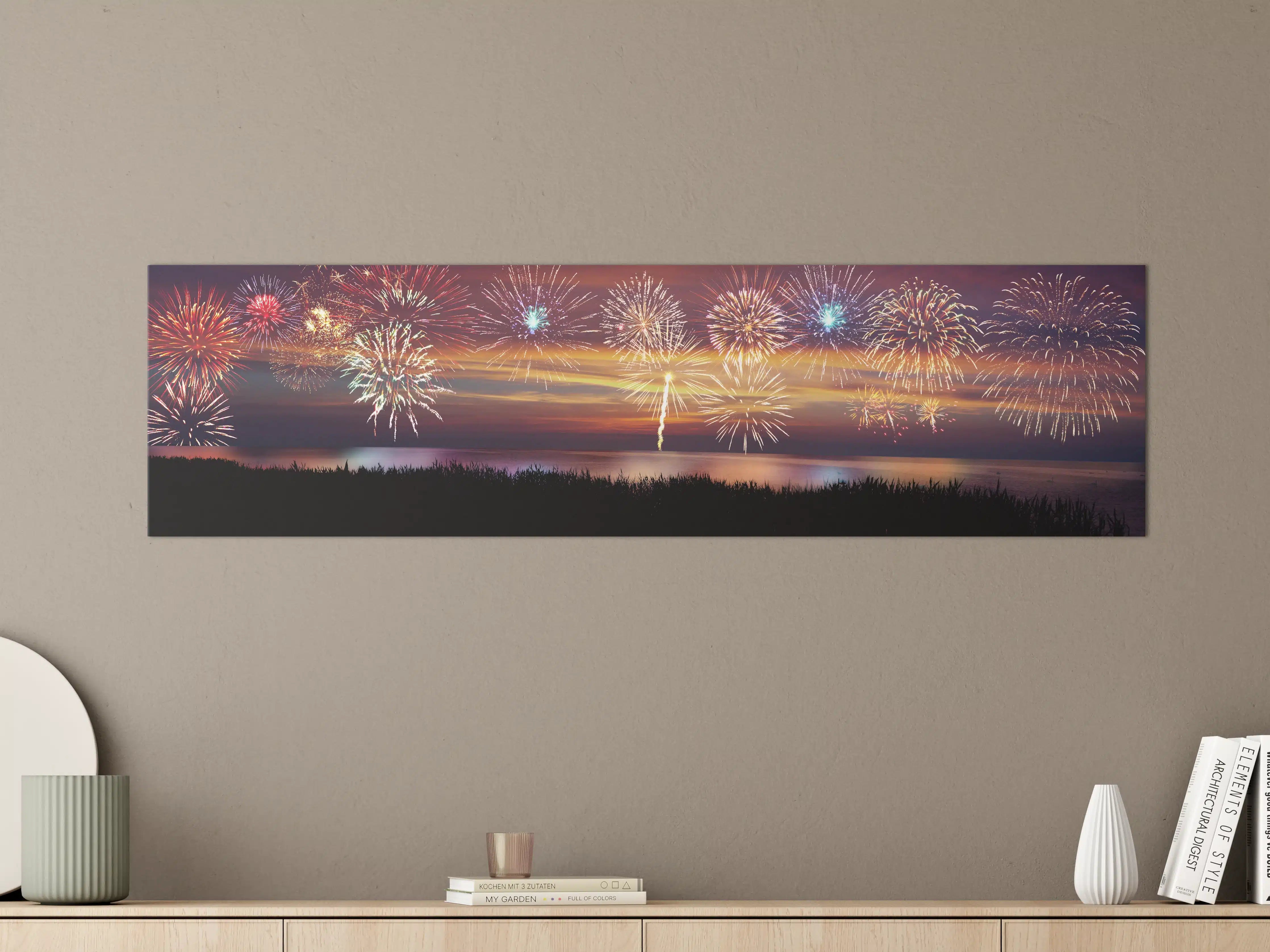 Große Wandbilder - Buntes Feuerwerk Nacht Himmel
