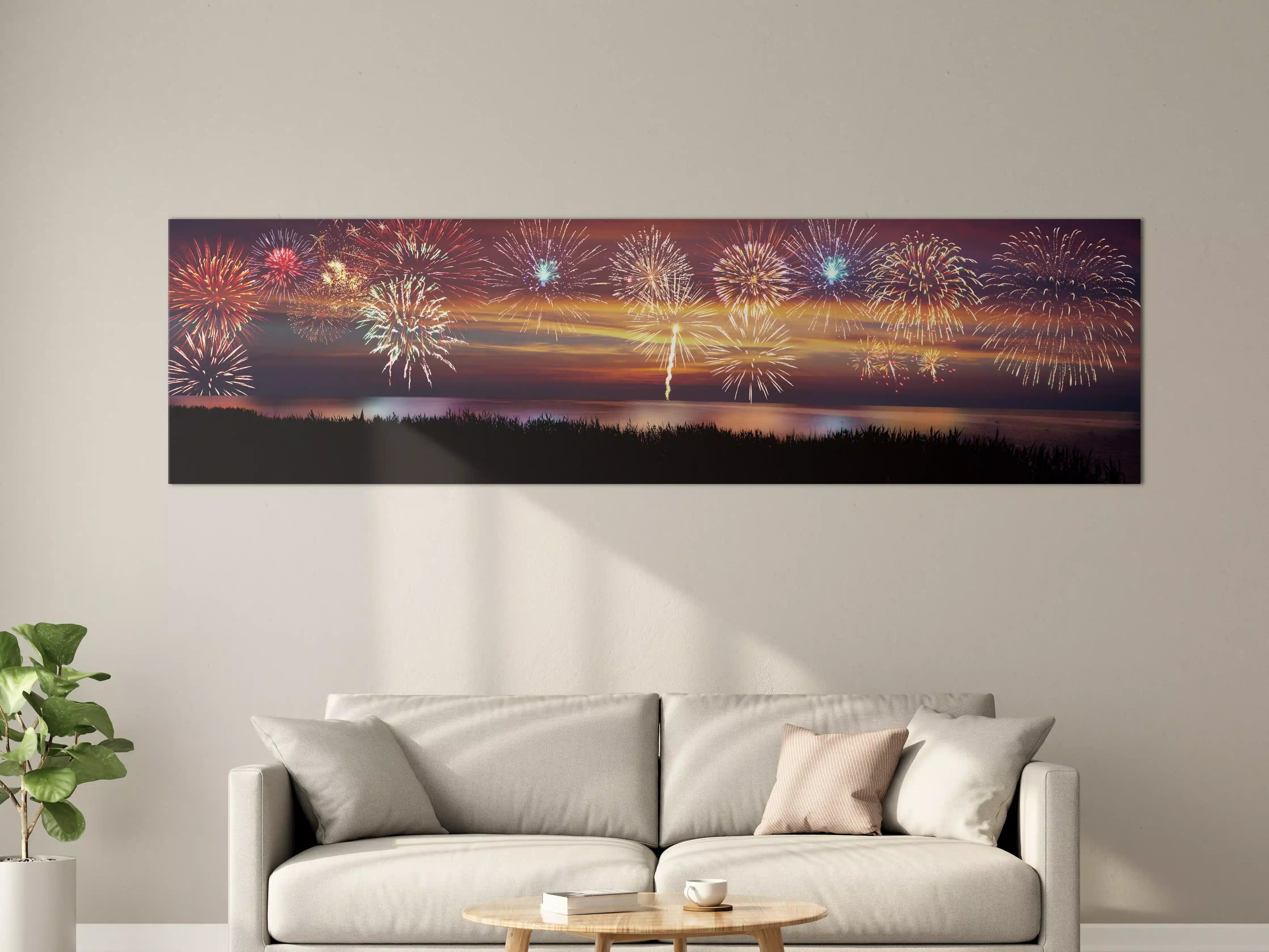 Große Wandbilder - Buntes Feuerwerk Nacht Himmel