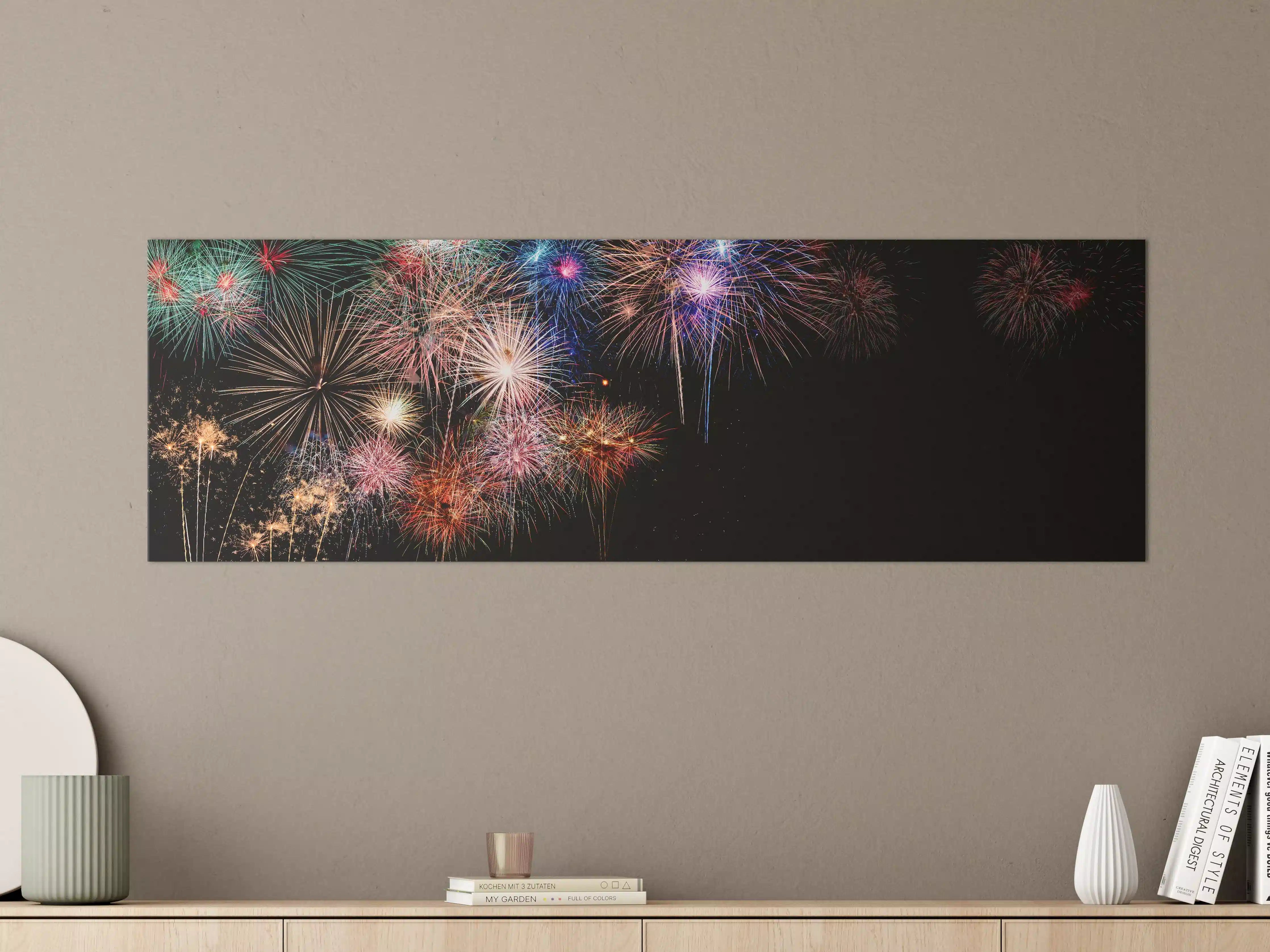Große Wandbilder - Buntes Feuerwerk Neujahr 2023