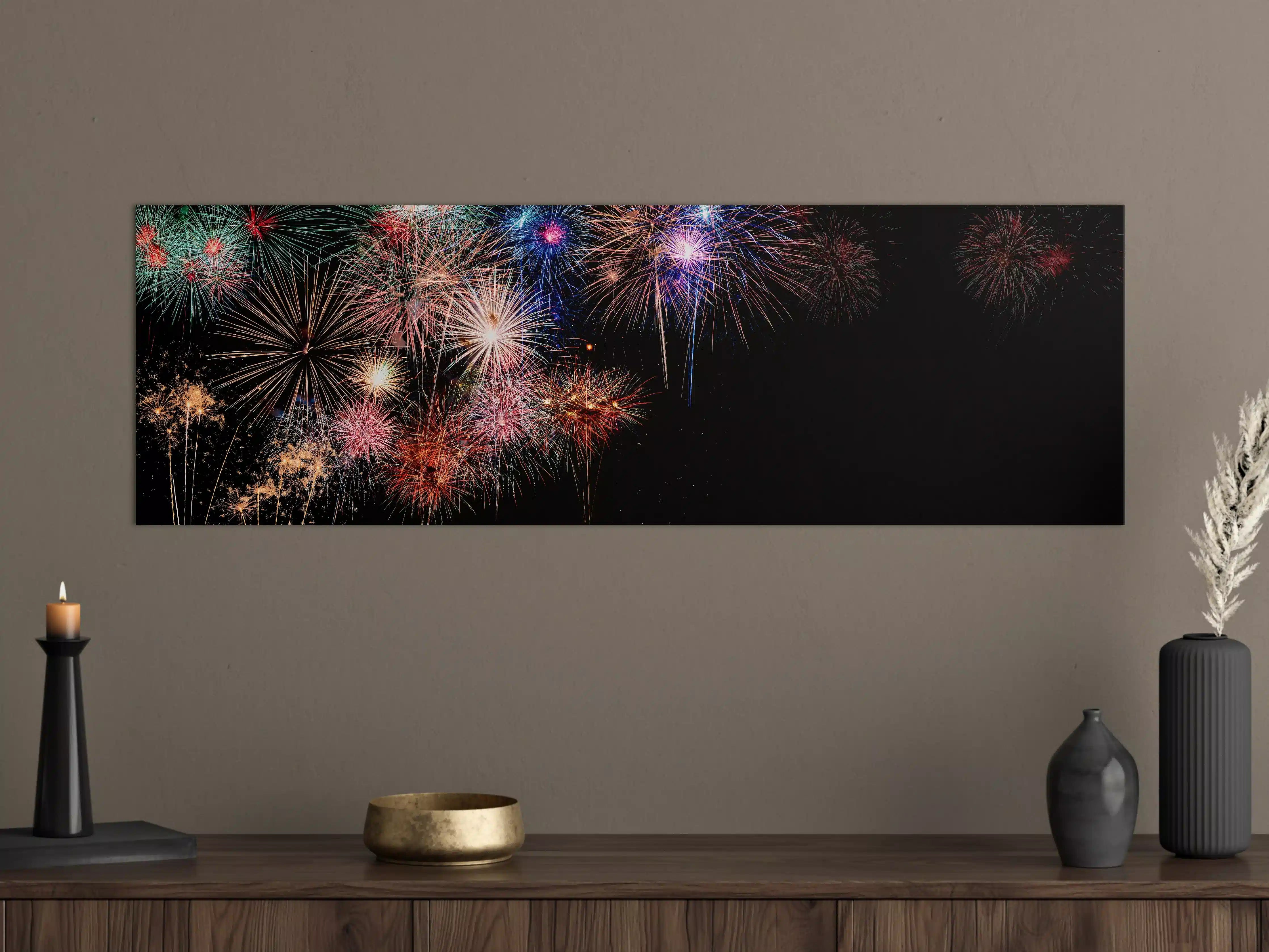 Große Wandbilder - Buntes Feuerwerk Neujahr 2023