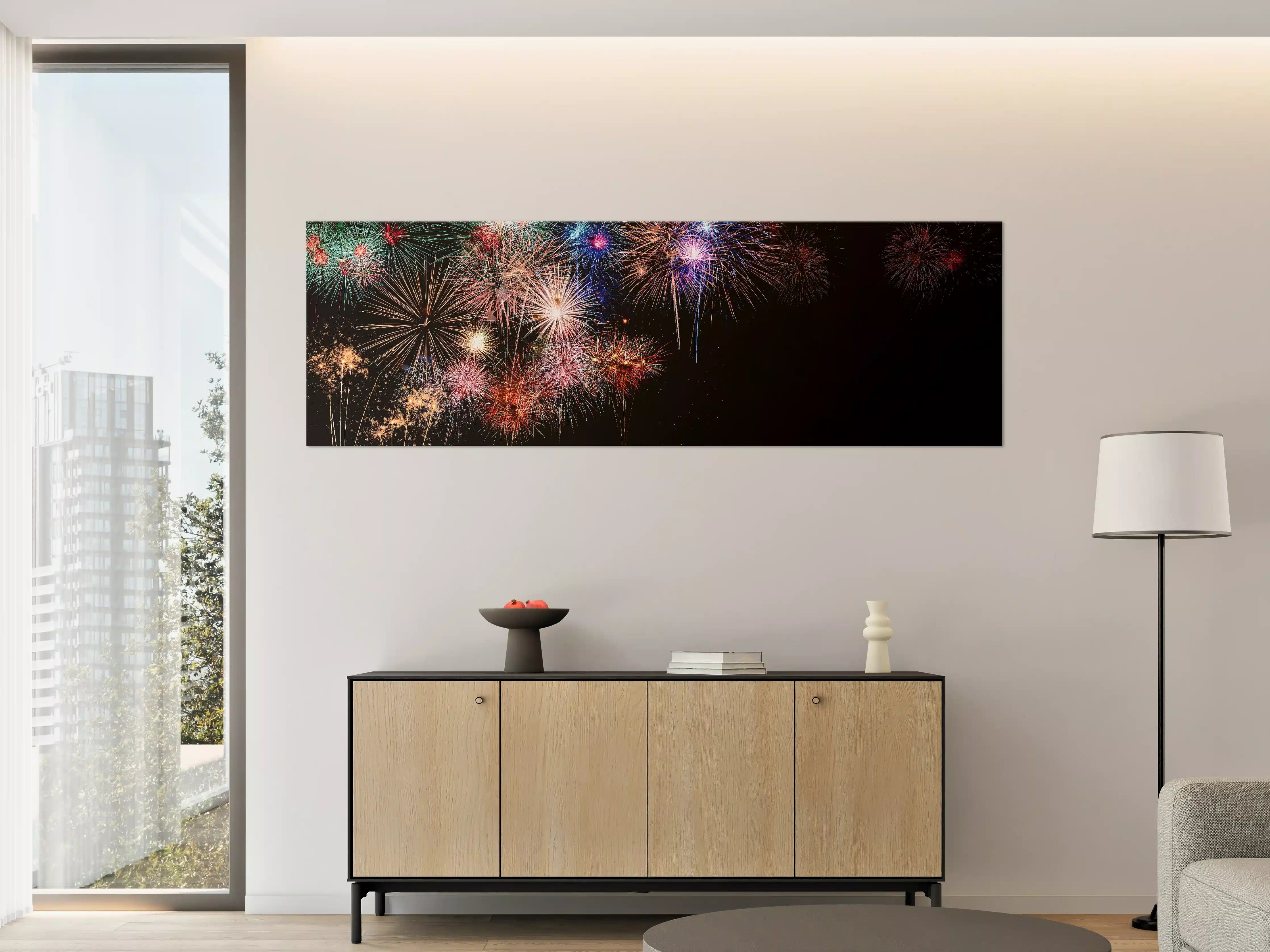Große Wandbilder - Buntes Feuerwerk Neujahr 2023