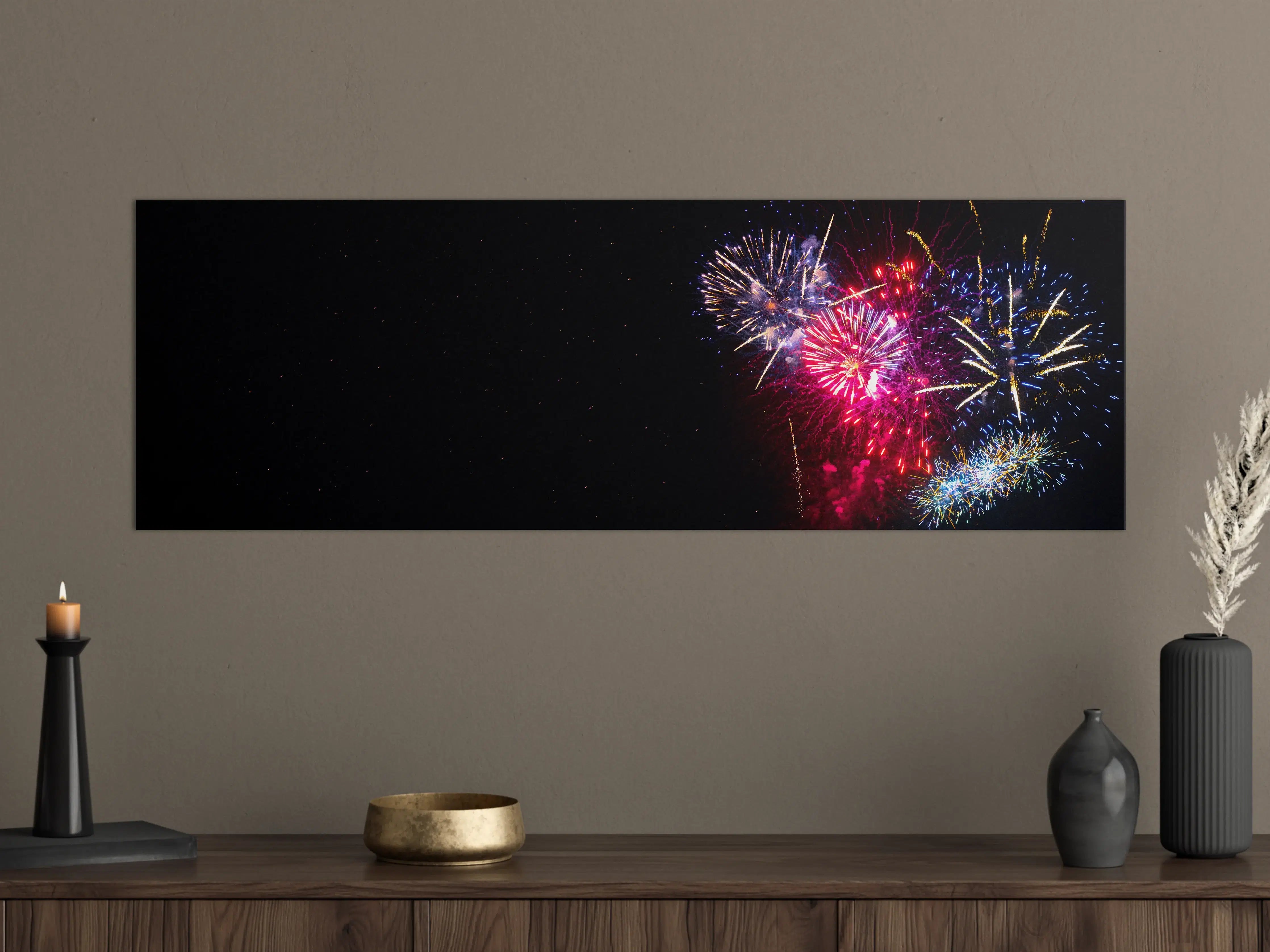 Große Wandbilder - Buntes Feuerwerk Neujahrsnacht