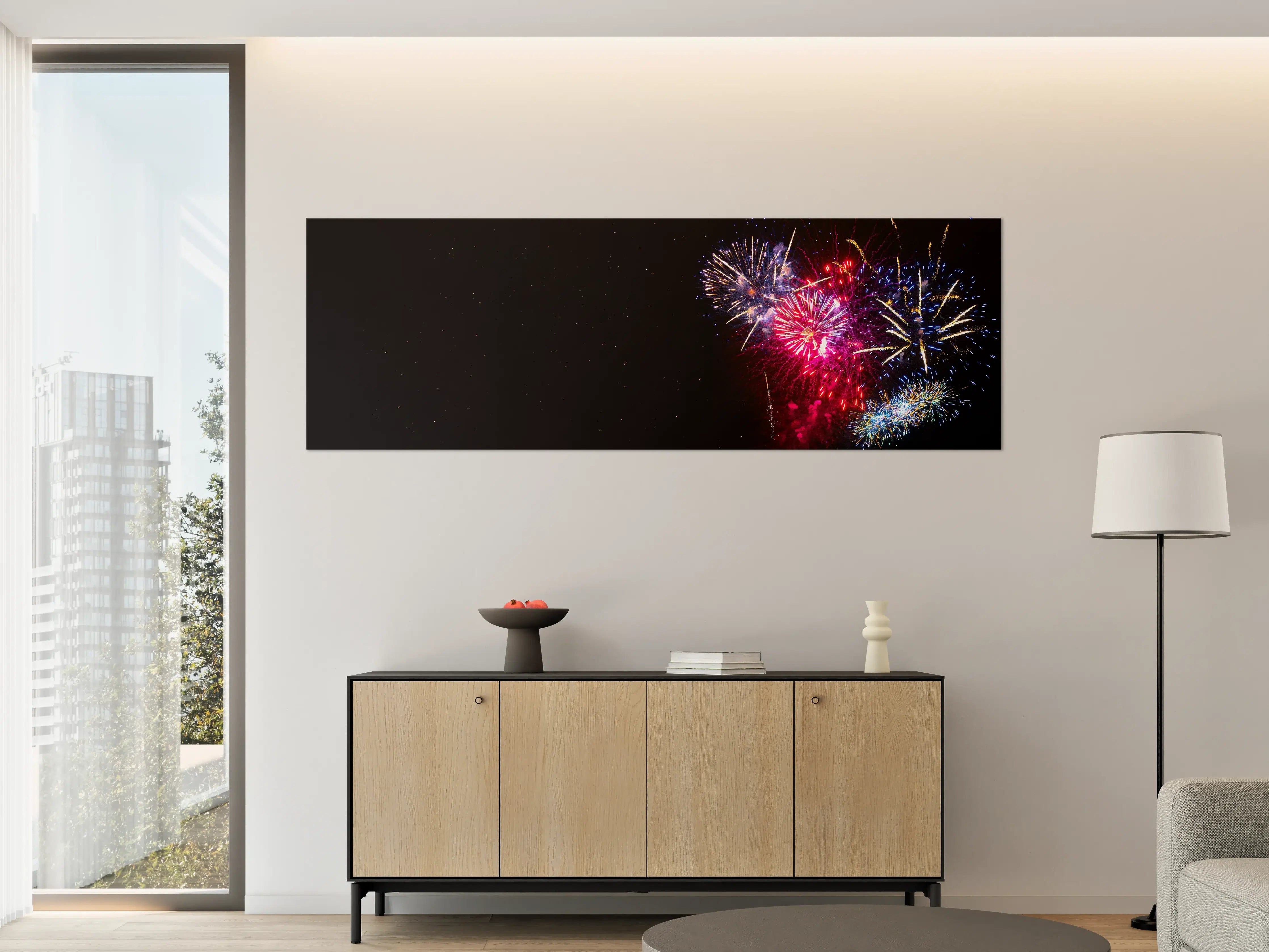 Große Wandbilder - Buntes Feuerwerk Neujahrsnacht