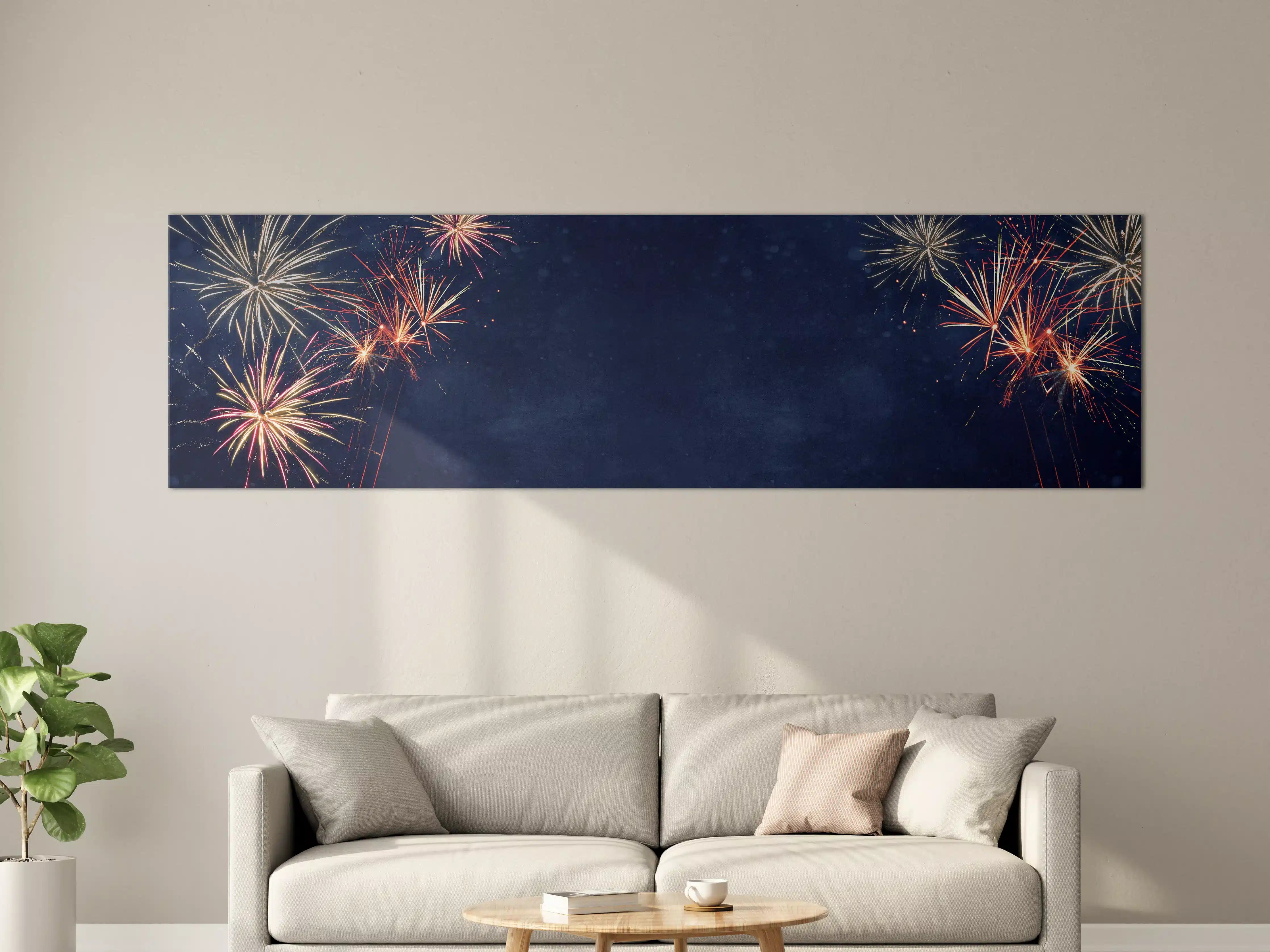 Große Wandbilder - Buntes Feuerwerk Silvester 2023