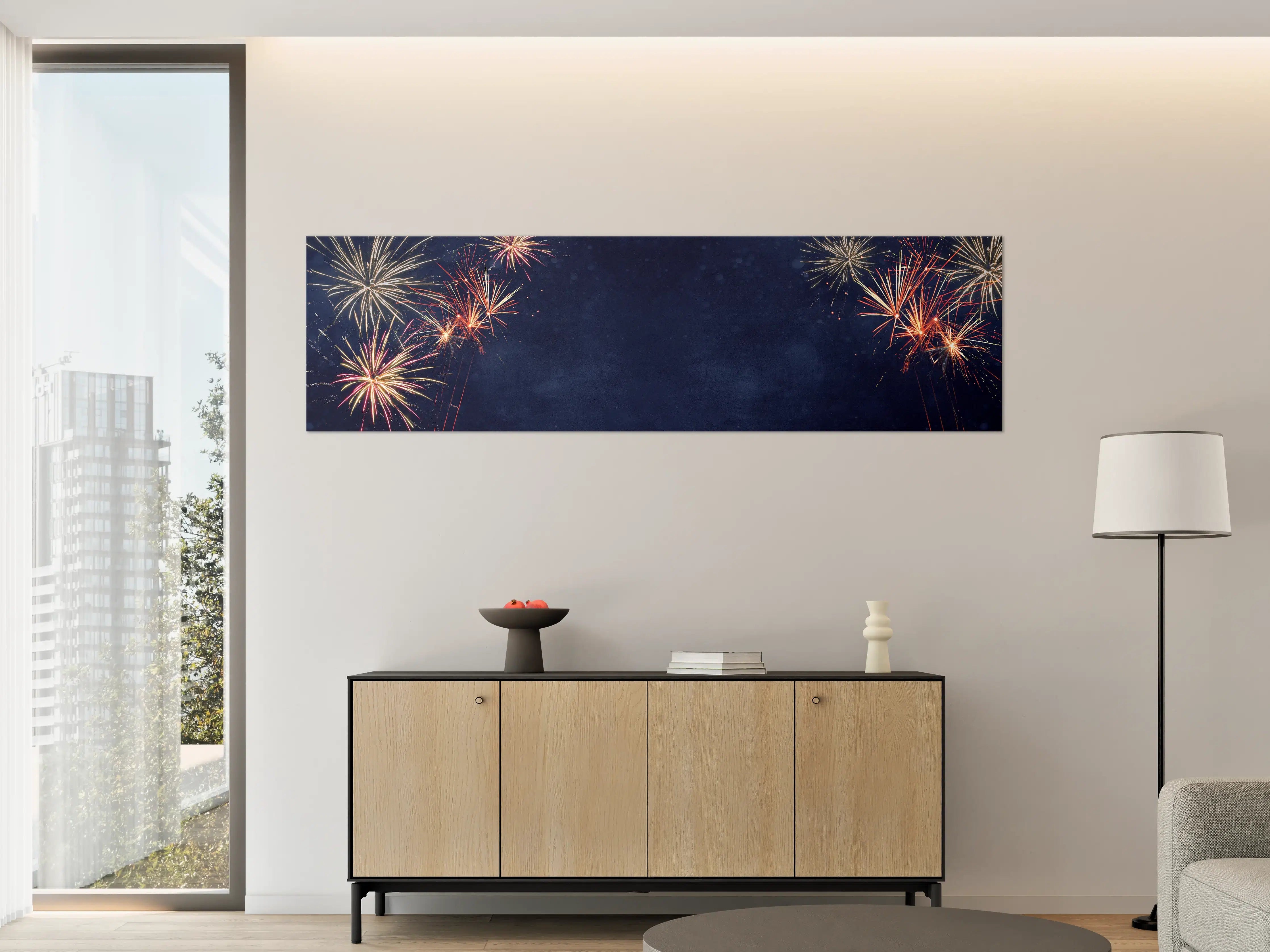 Große Wandbilder - Buntes Feuerwerk Silvester 2023