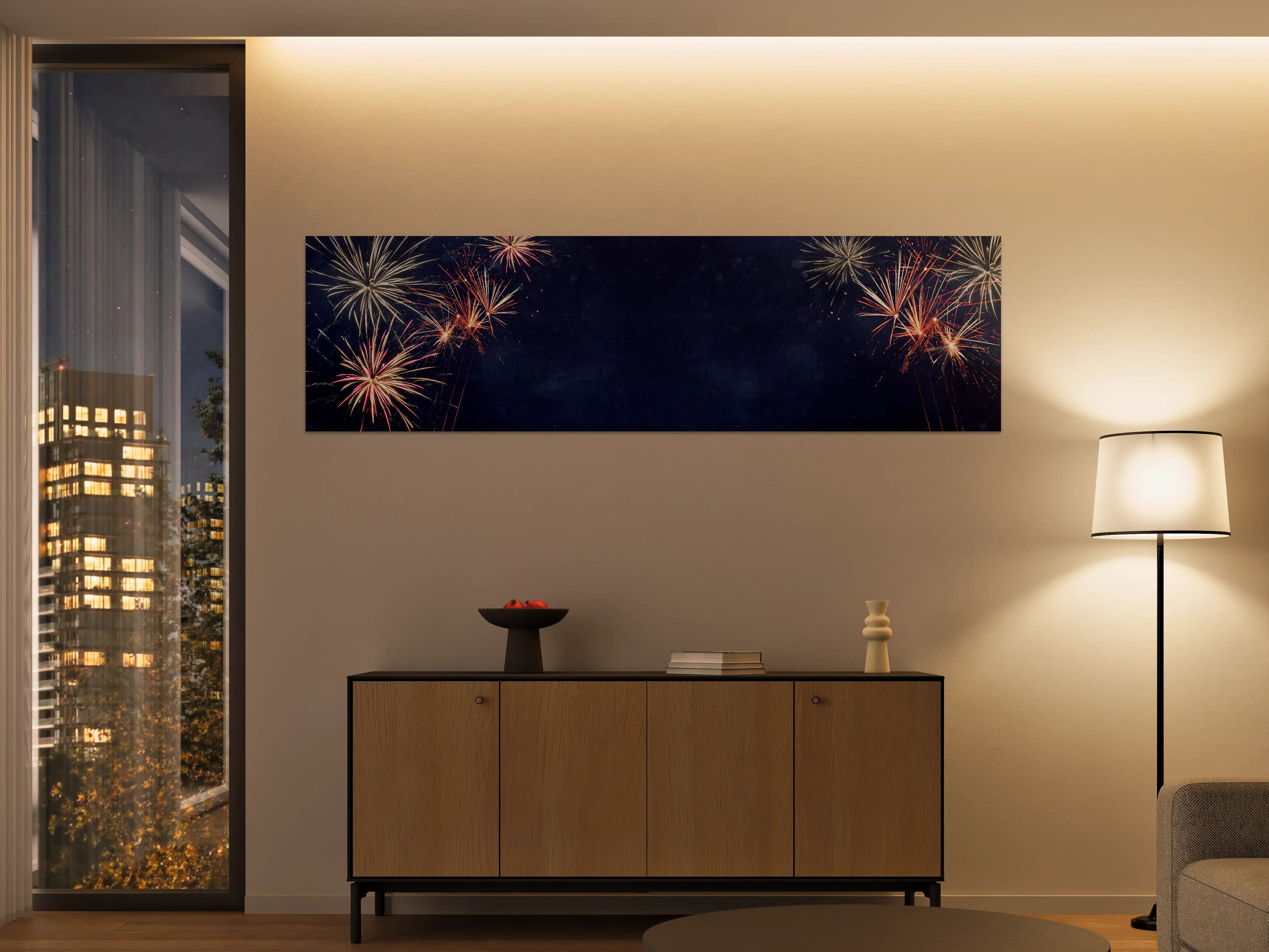 Große Wandbilder - Buntes Feuerwerk Silvester 2023
