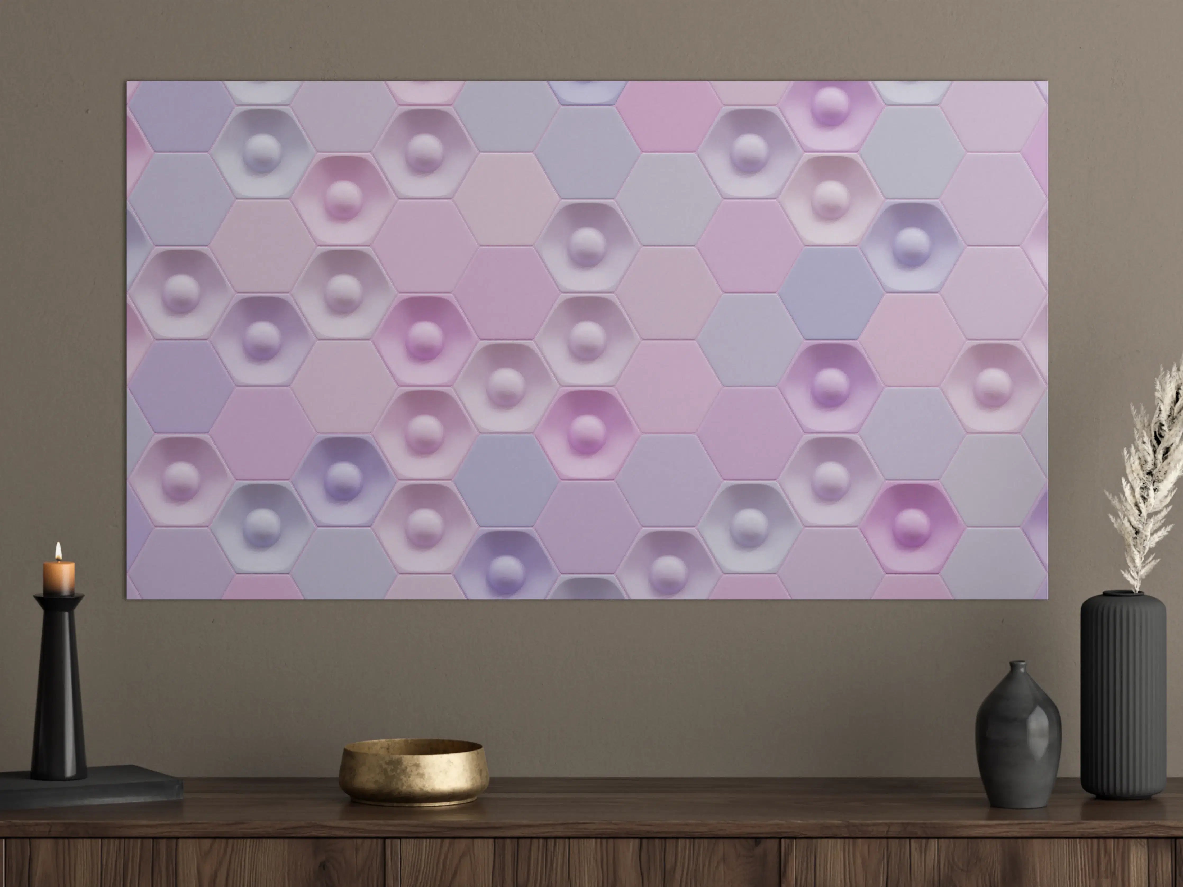 Große Wandbilder - Buntes Hexagon-Muster 3D