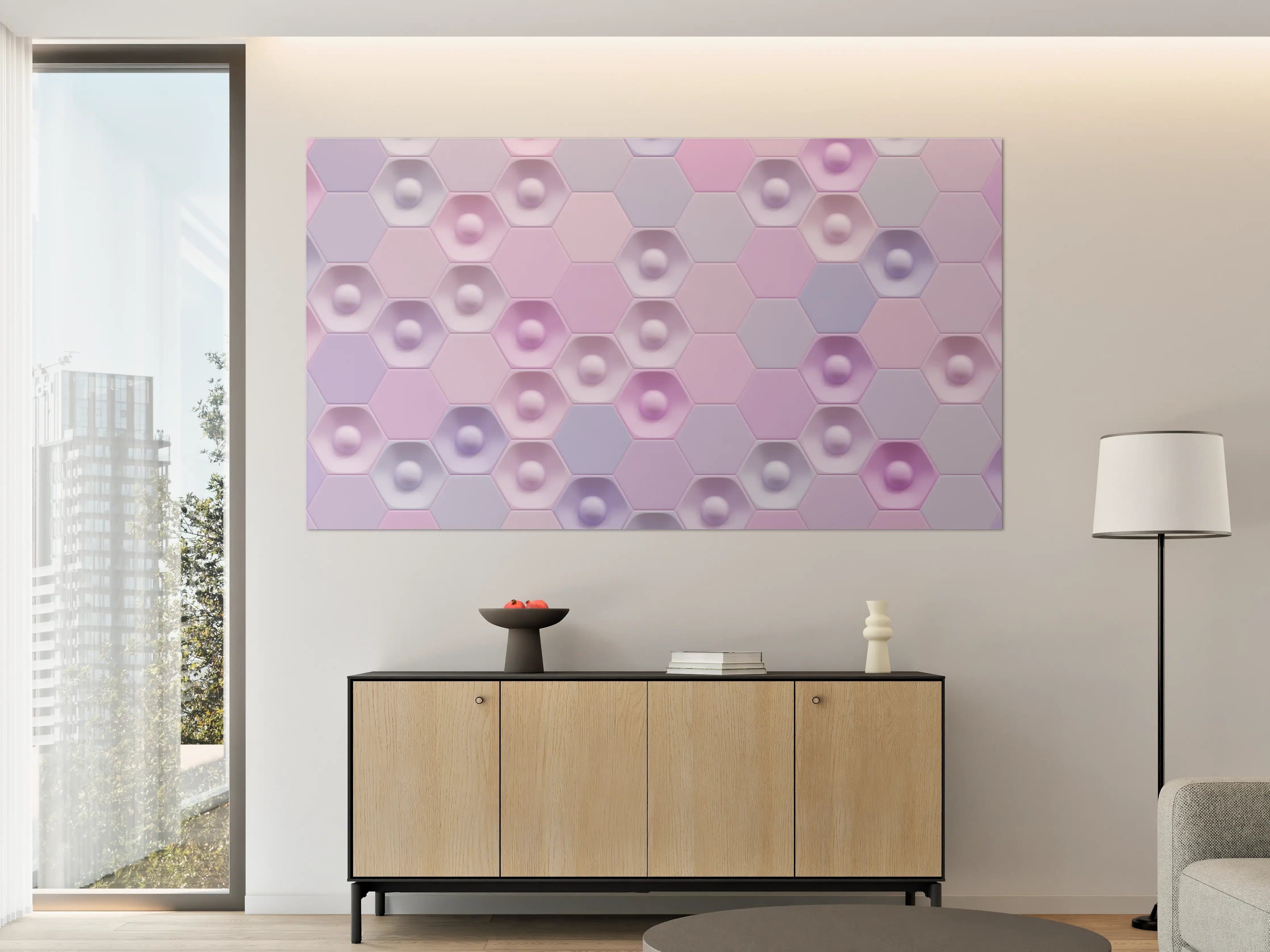 Große Wandbilder - Buntes Hexagon-Muster 3D