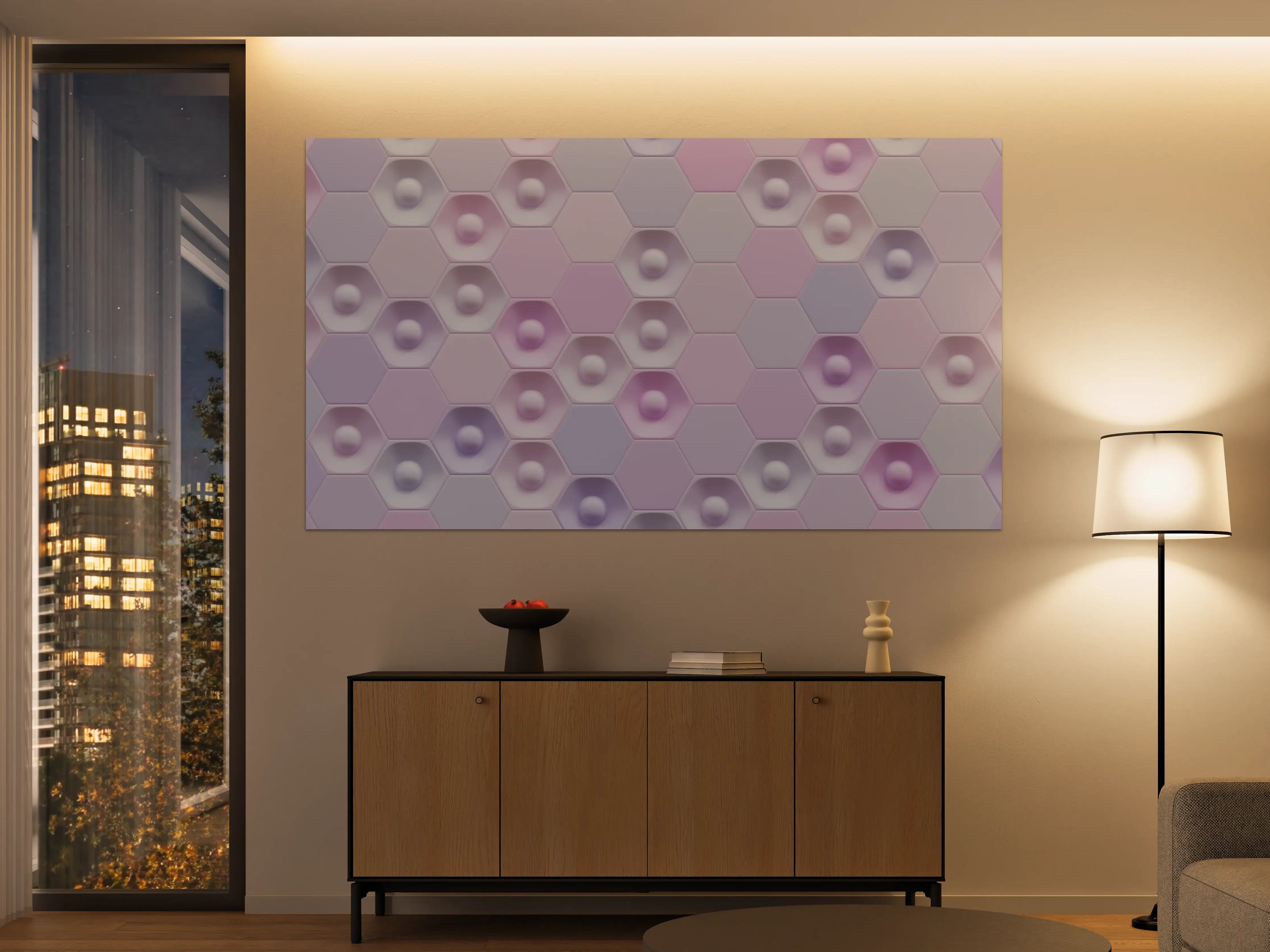 Große Wandbilder - Buntes Hexagon-Muster 3D