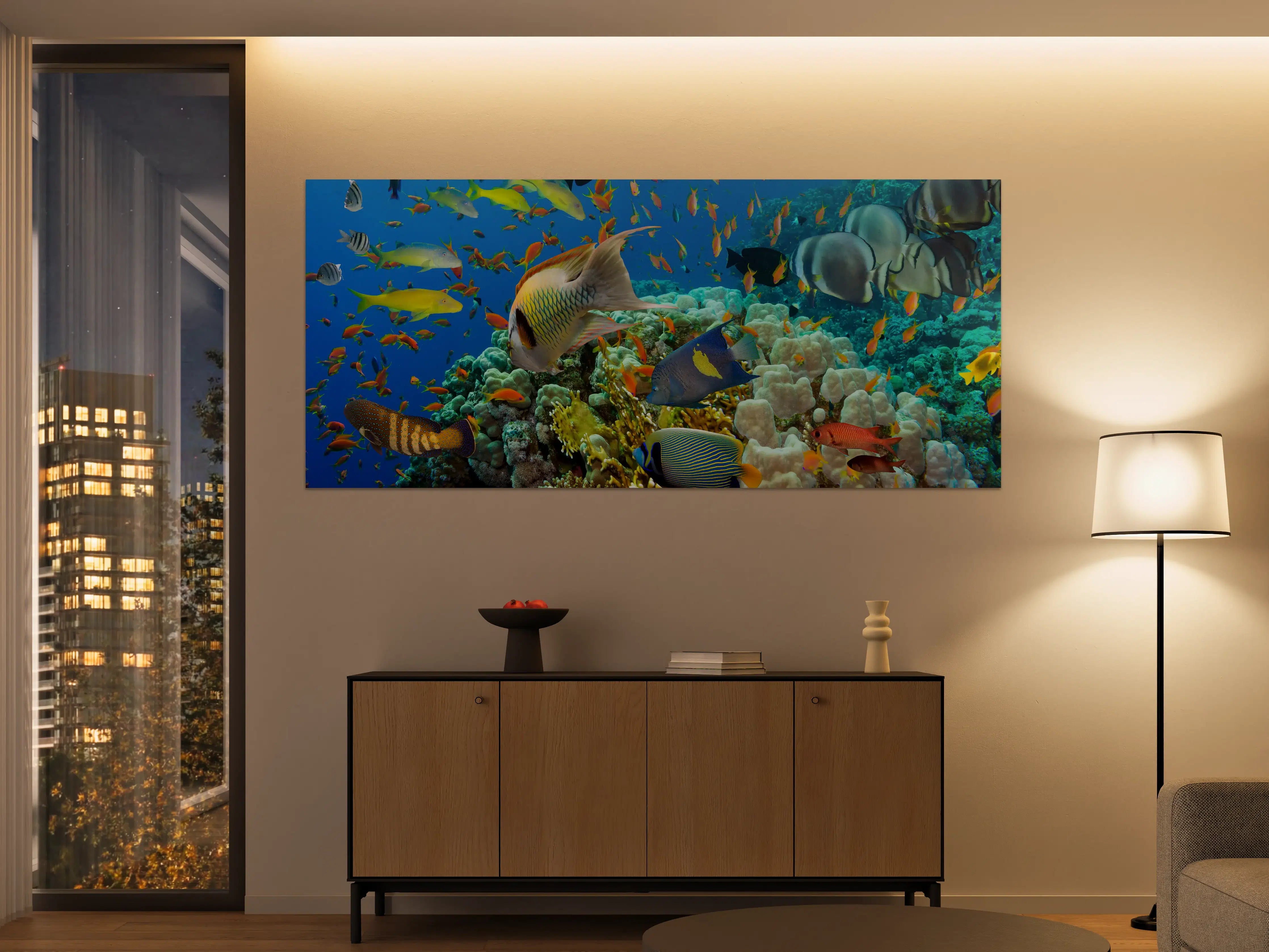 Große Wandbilder - Buntes Korallenriff mit Fischen