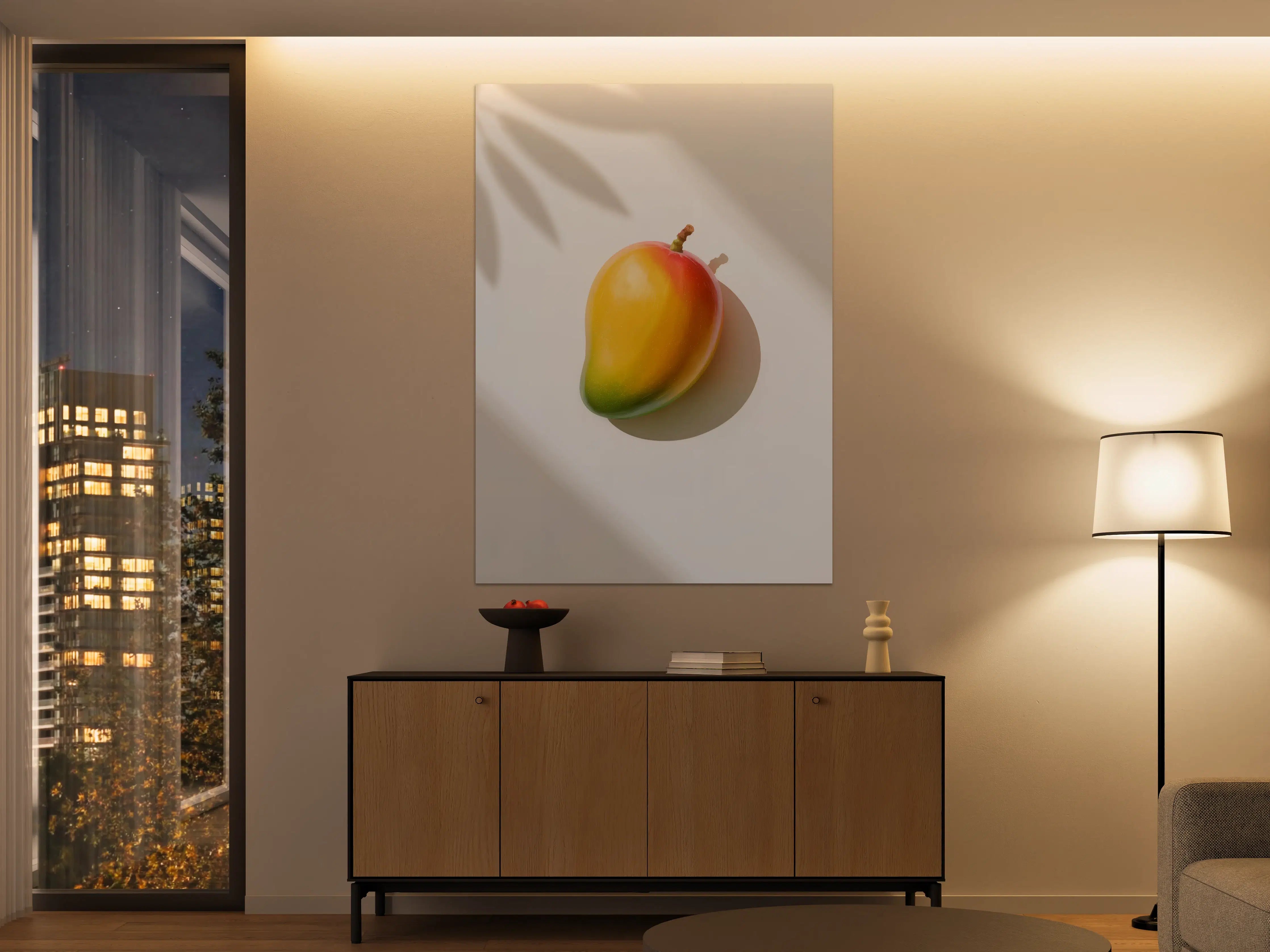 Große Wandbilder - Buntes Mango-Bild in sanftem Licht
