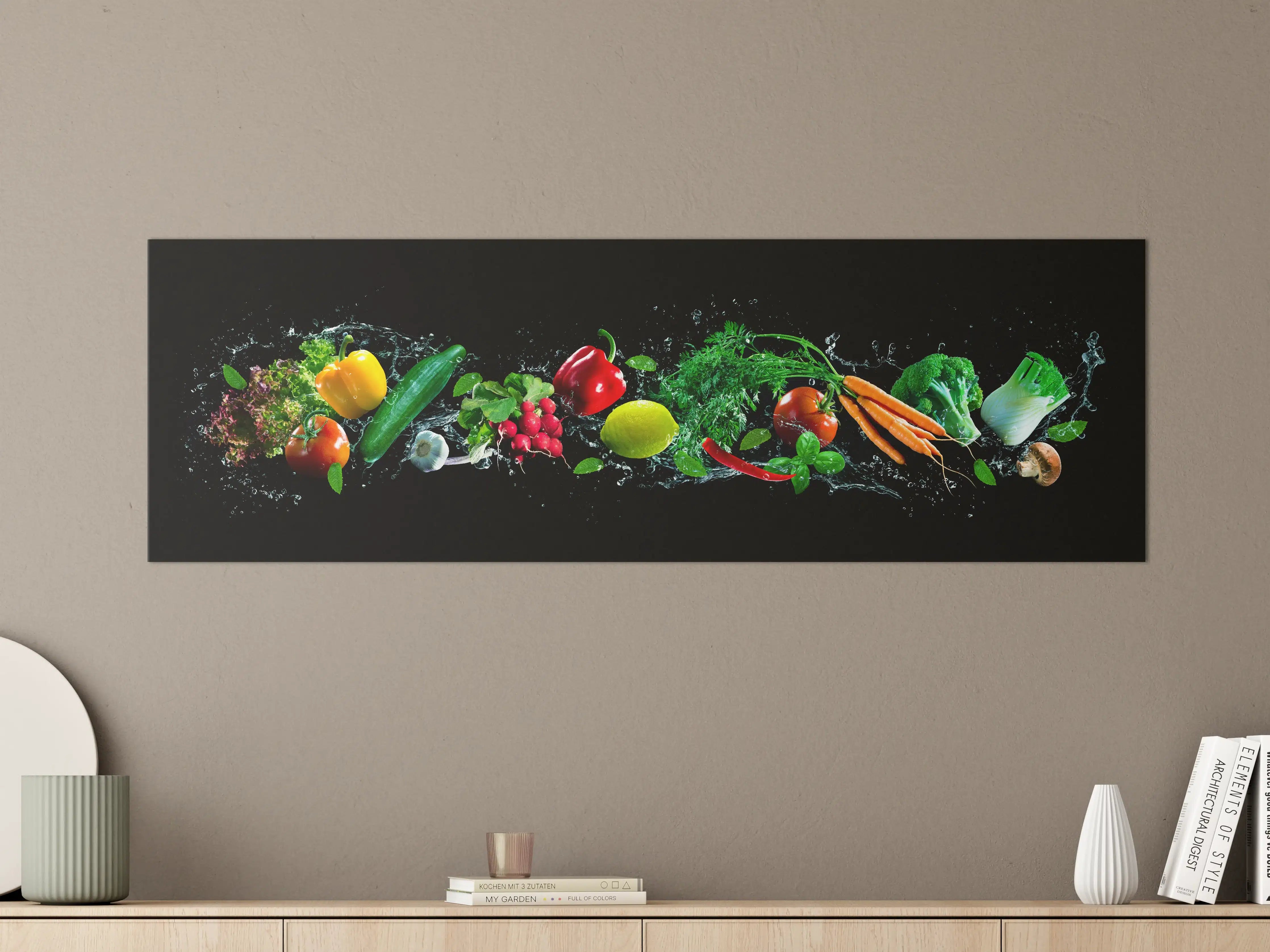 Große Wandbilder - Buntes Obst auf schwarzem Hintergrund