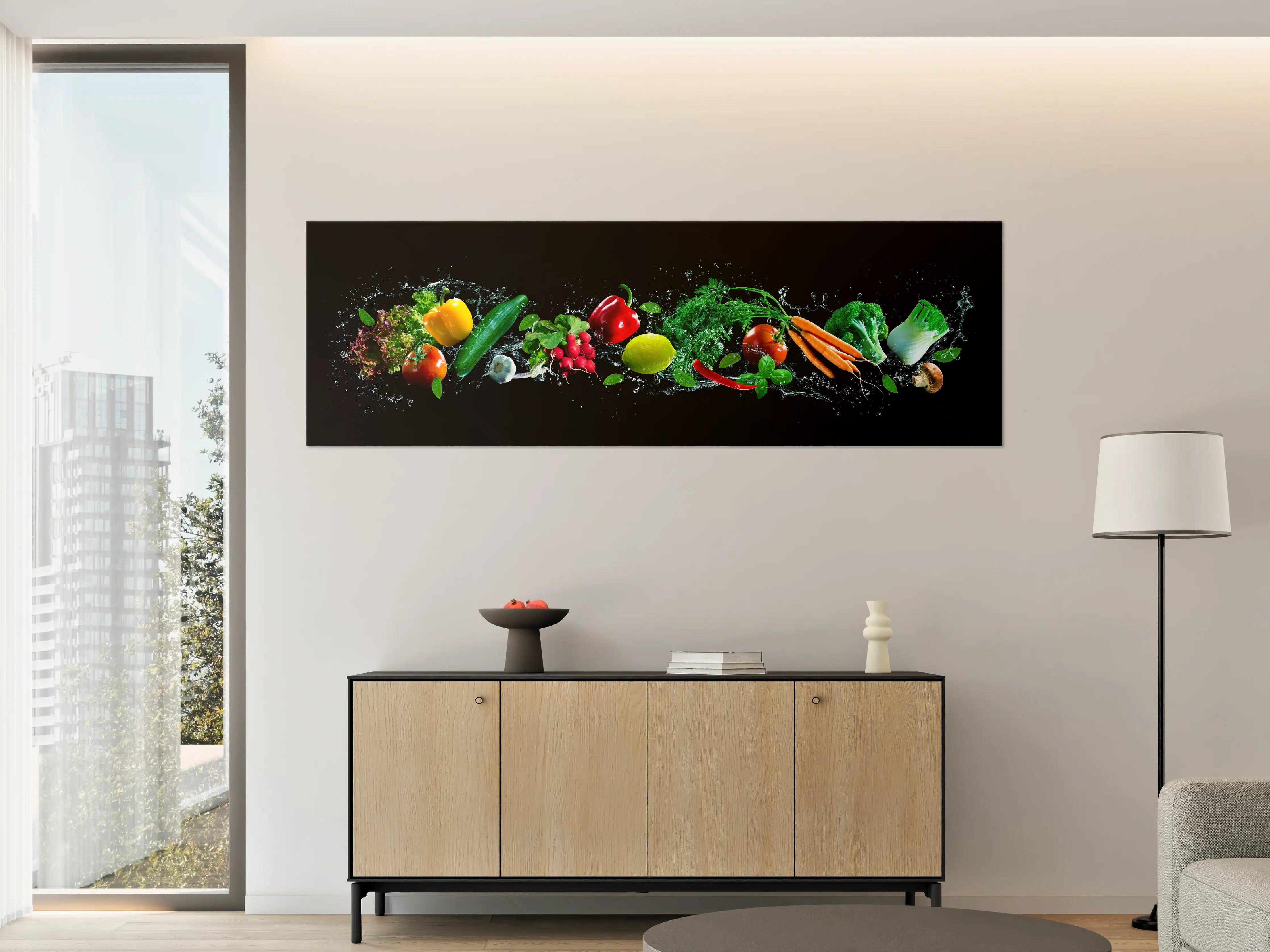 Große Wandbilder - Buntes Obst auf schwarzem Hintergrund