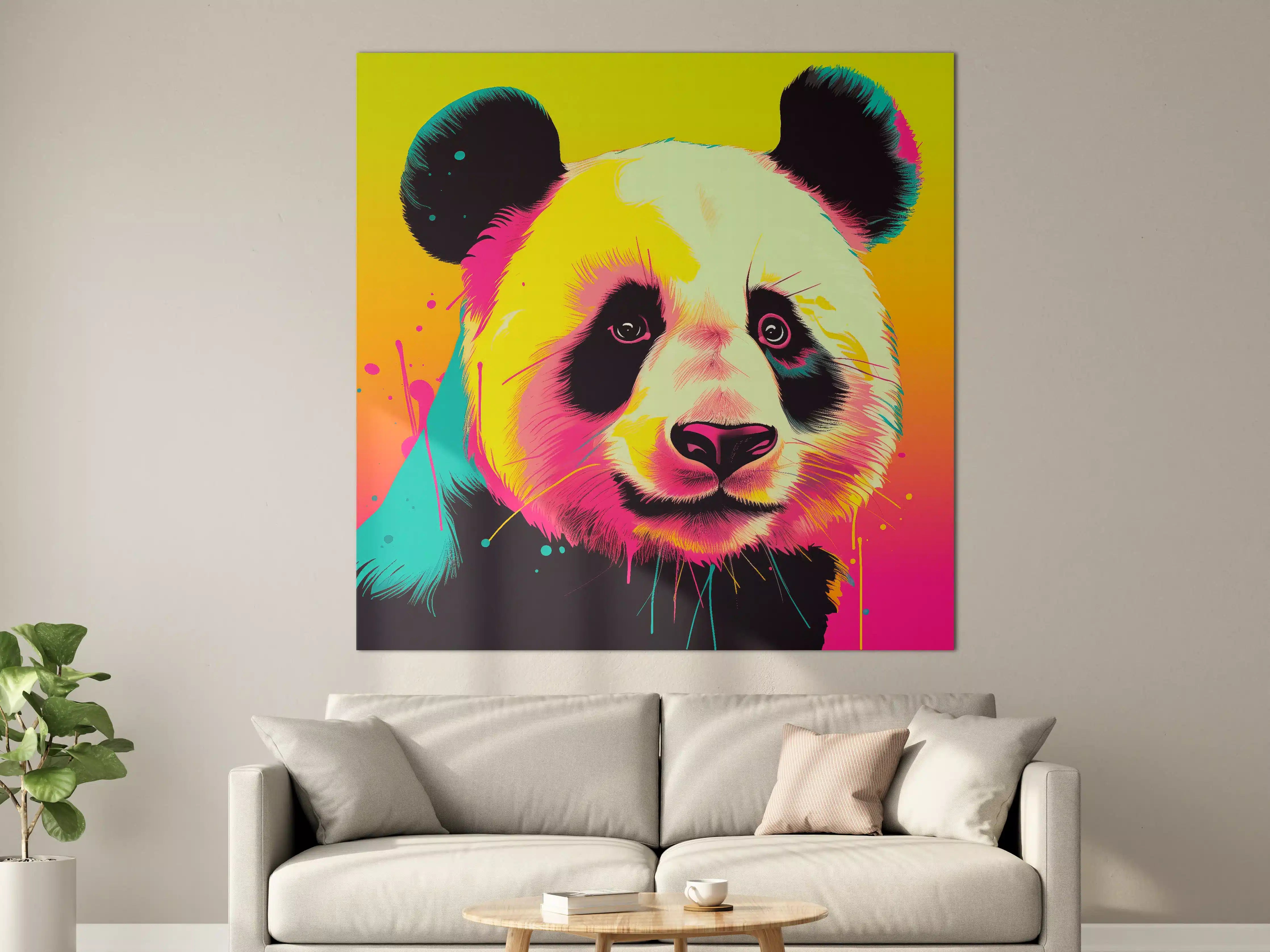 Große Wandbilder - Buntes Panda-Porträt in Pop-Art-Optik