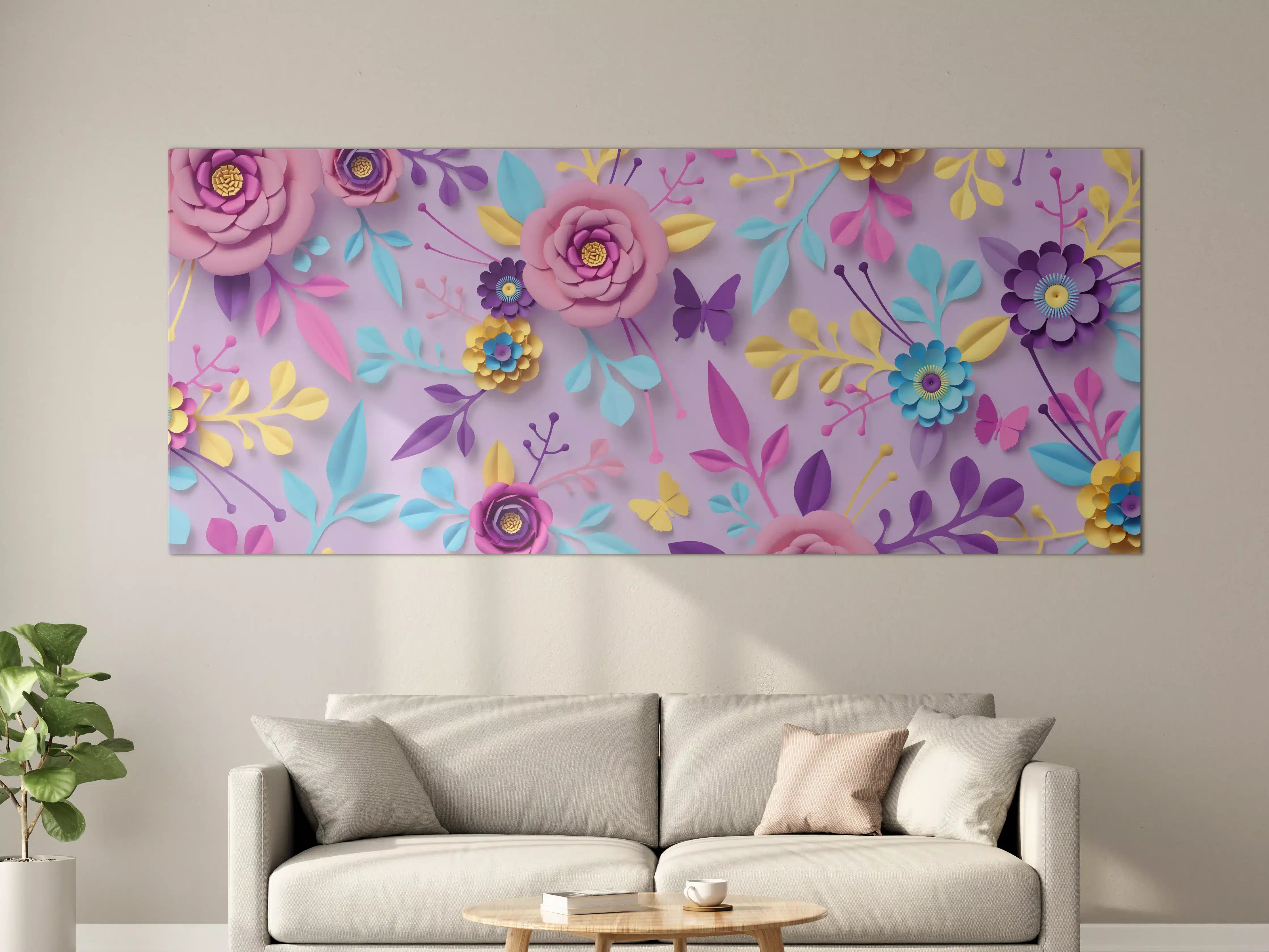 Große Wandbilder - Buntes Papierblumen-Wandbild